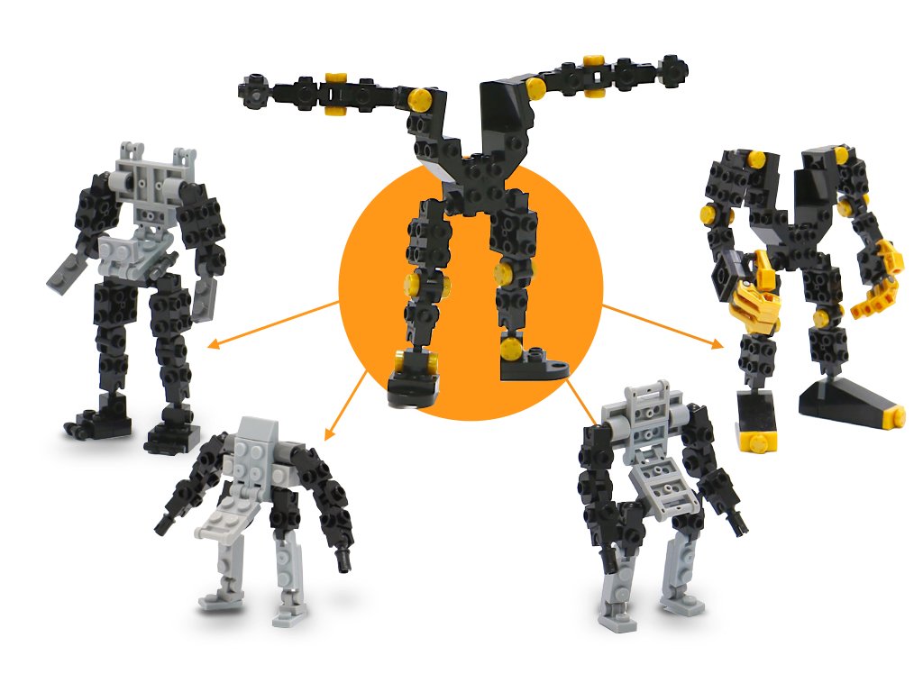 MyBuild Bricks F506 — Clip Bar Pack (20 pcs) | Multi-Angle Clip Connectors for Mechs | Ages 12+