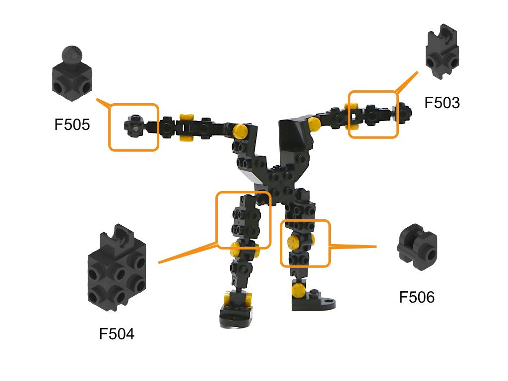 MyBuild Bricks F506 — Clip Bar Pack (20 pcs) | Multi-Angle Clip Connectors for Mechs | Ages 12+