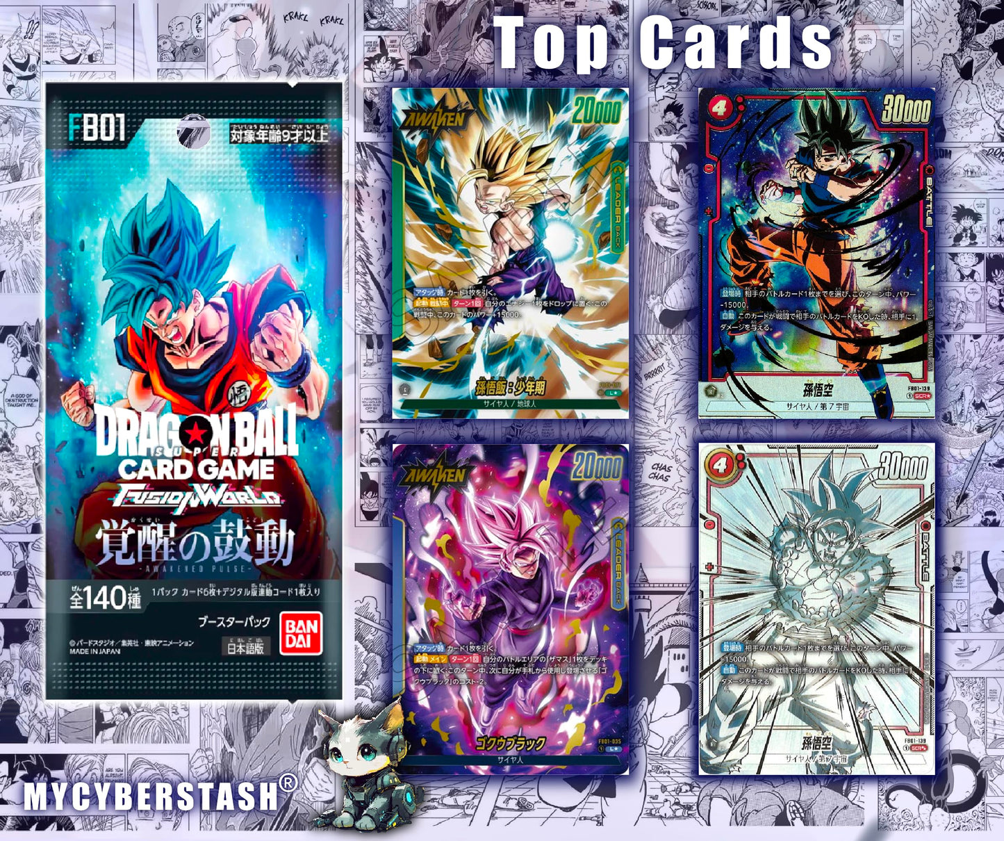 DBZ Booster Pack Bundle FB-01–FB-05 + Enamel Pin & Stickers | SB-02 Chase Pack (1-in-5) | MYCYBERSTASH