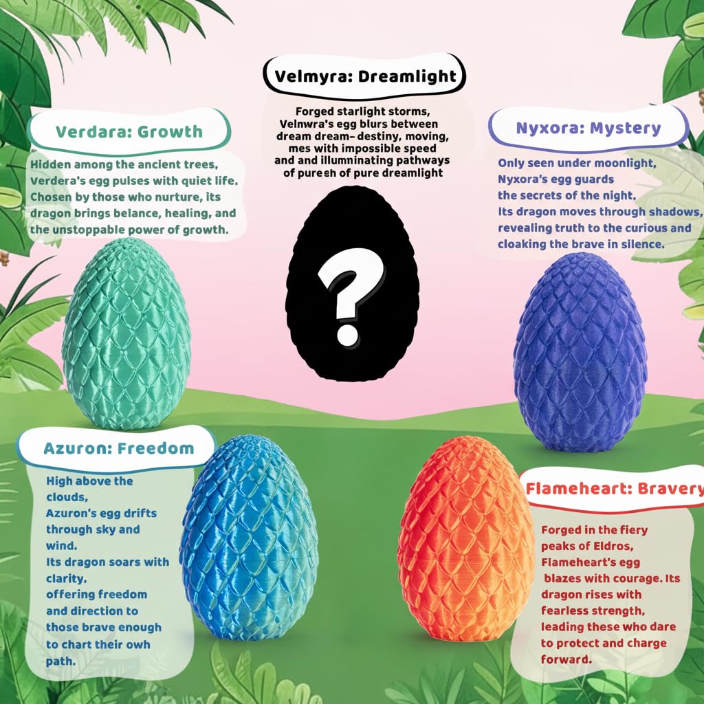 Mydethun 3D Printed Dragon Egg 11-Inch – 36-Joint Articulated Dragon Inside | Rainbow Pink Fidget & Desk Decor