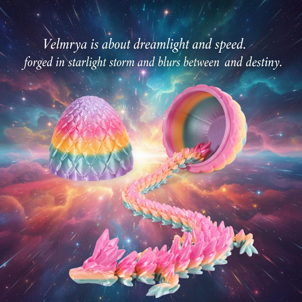 Mydethun 3D Printed Dragon Egg 11-Inch – 36-Joint Articulated Dragon Inside | Rainbow Pink Fidget & Desk Decor