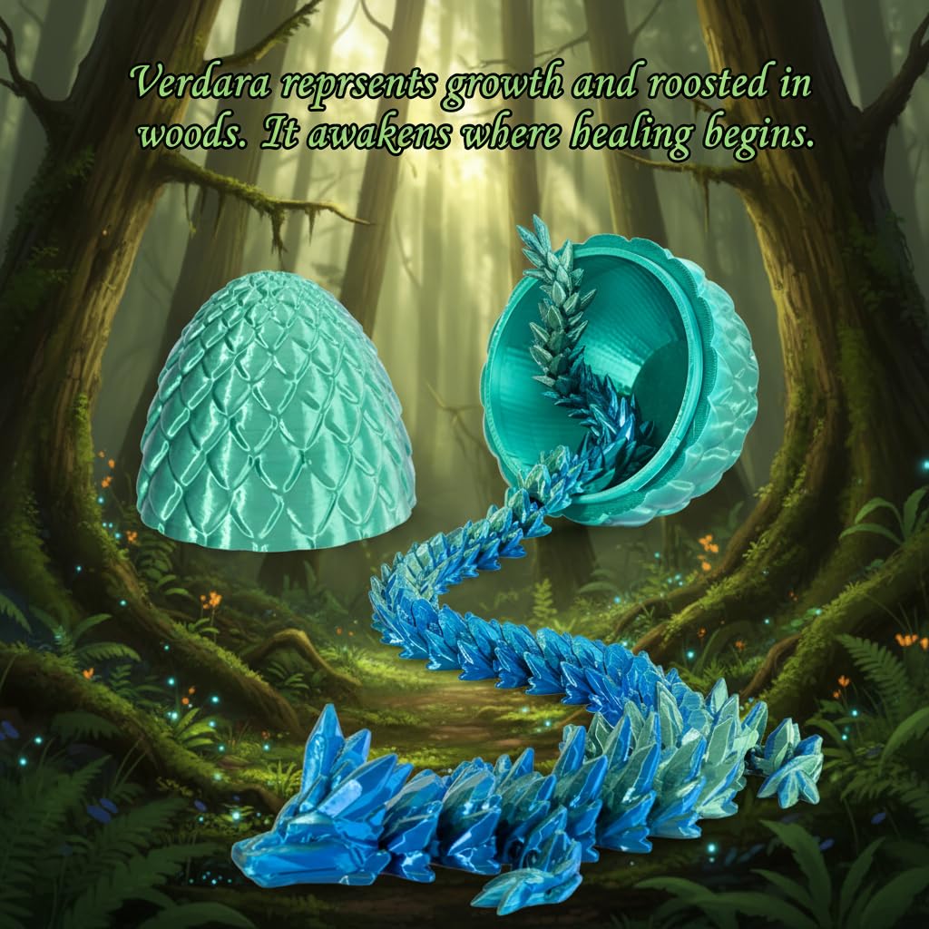 Mydethun 3D Printed Dragon – Articulated 36-Joint Fidget Toy (Verdara Green)