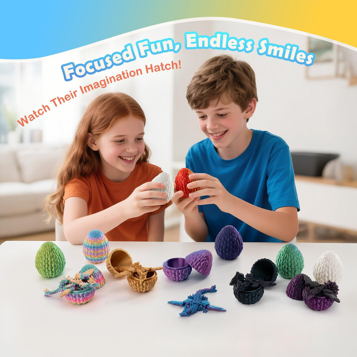 Mydethun 3D Printed Dragon with Wings – 4-Piece Stocking Stuffers, Desk Decor & Gifts for Grandkids