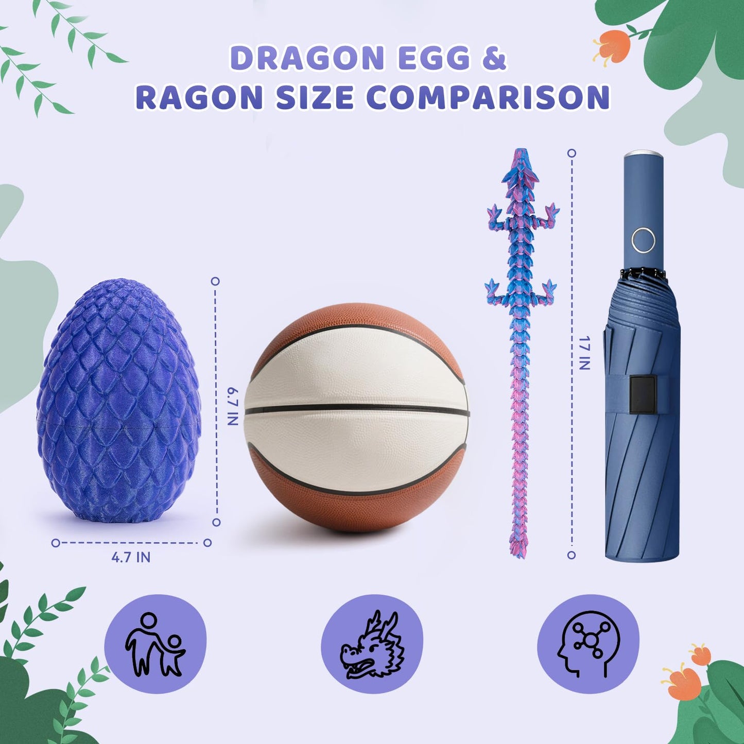 Mydethun Nyxora Purple Large 3D Dragon Egg – Articulated Inside Dragon & Fidget Toy