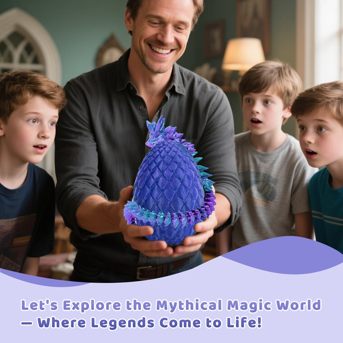 Mydethun Nyxora Purple Large 3D Dragon Egg – Articulated Inside Dragon & Fidget Toy
