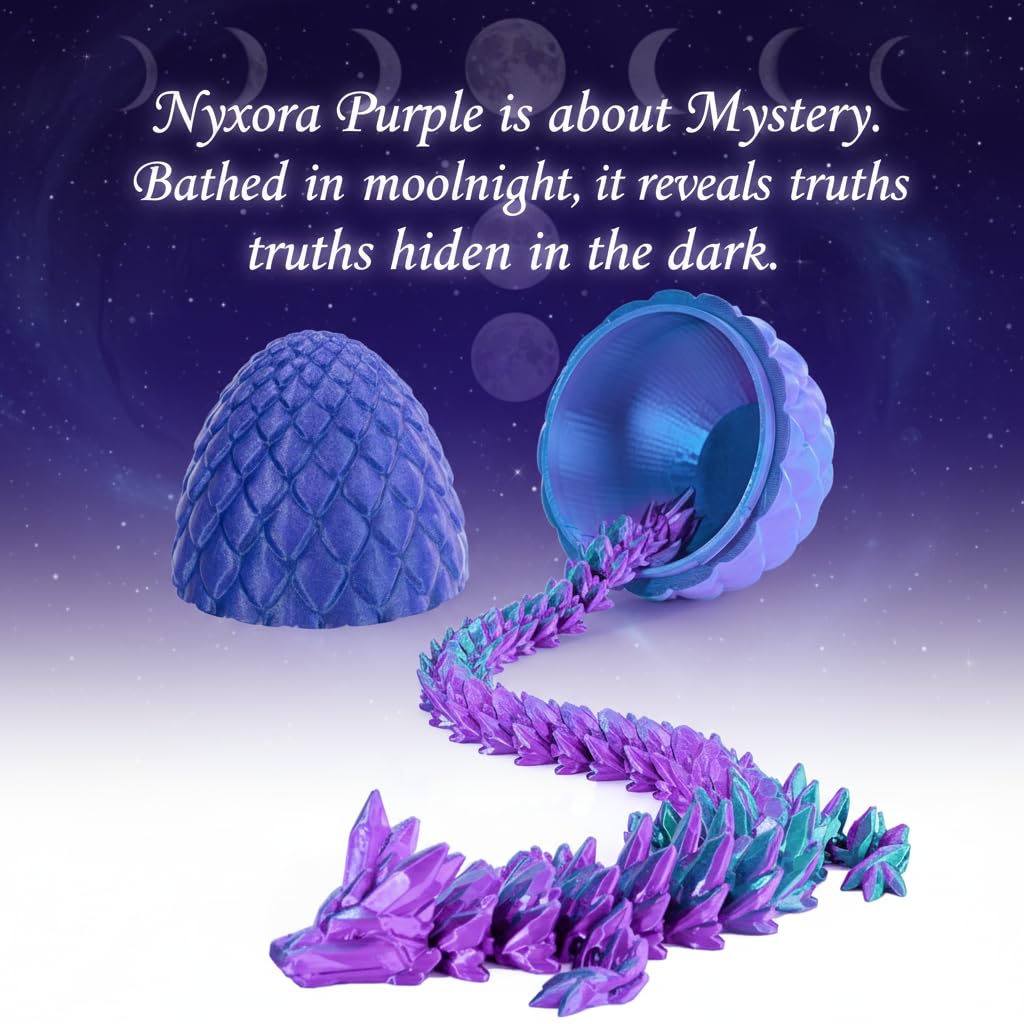 Mydethun Nyxora Purple Large 3D Dragon Egg – Articulated Inside Dragon & Fidget Toy