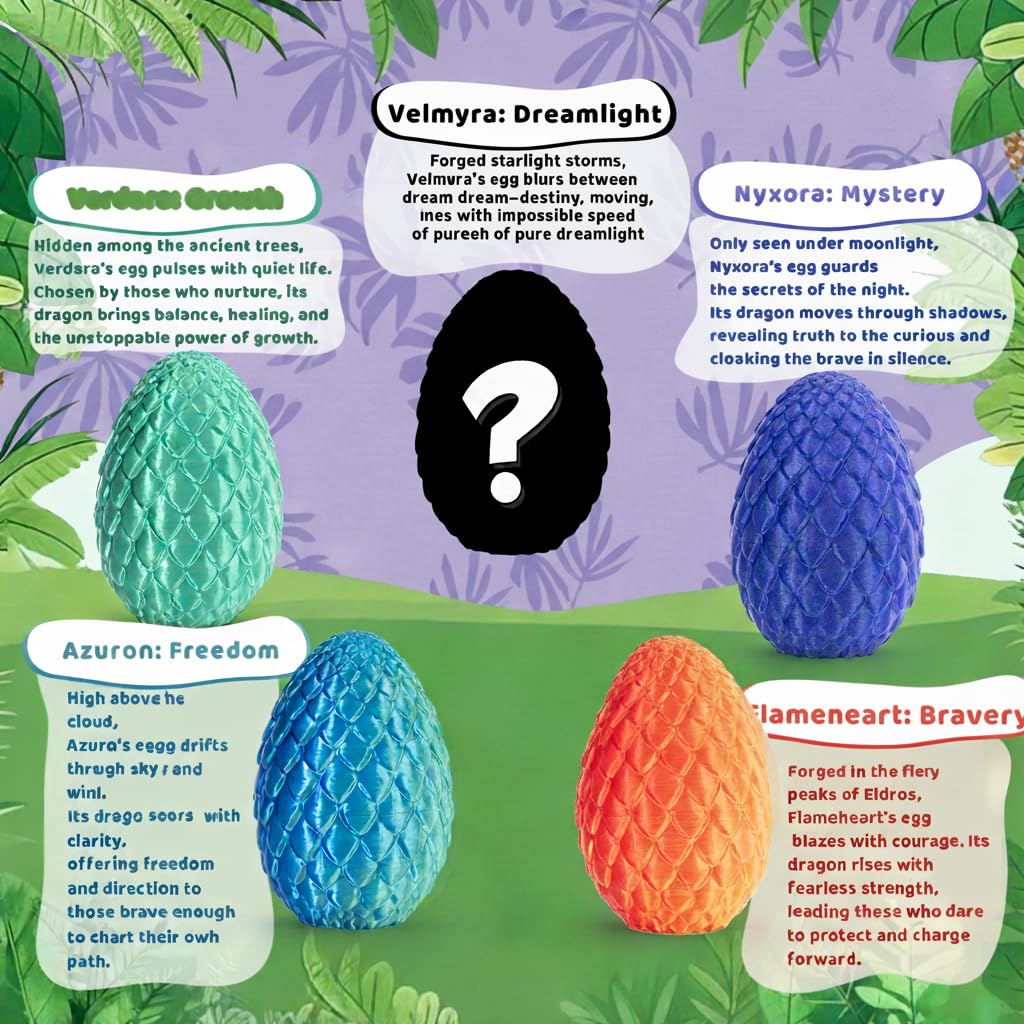 Mydethun Nyxora Purple Large 3D Dragon Egg – Articulated Inside Dragon & Fidget Toy