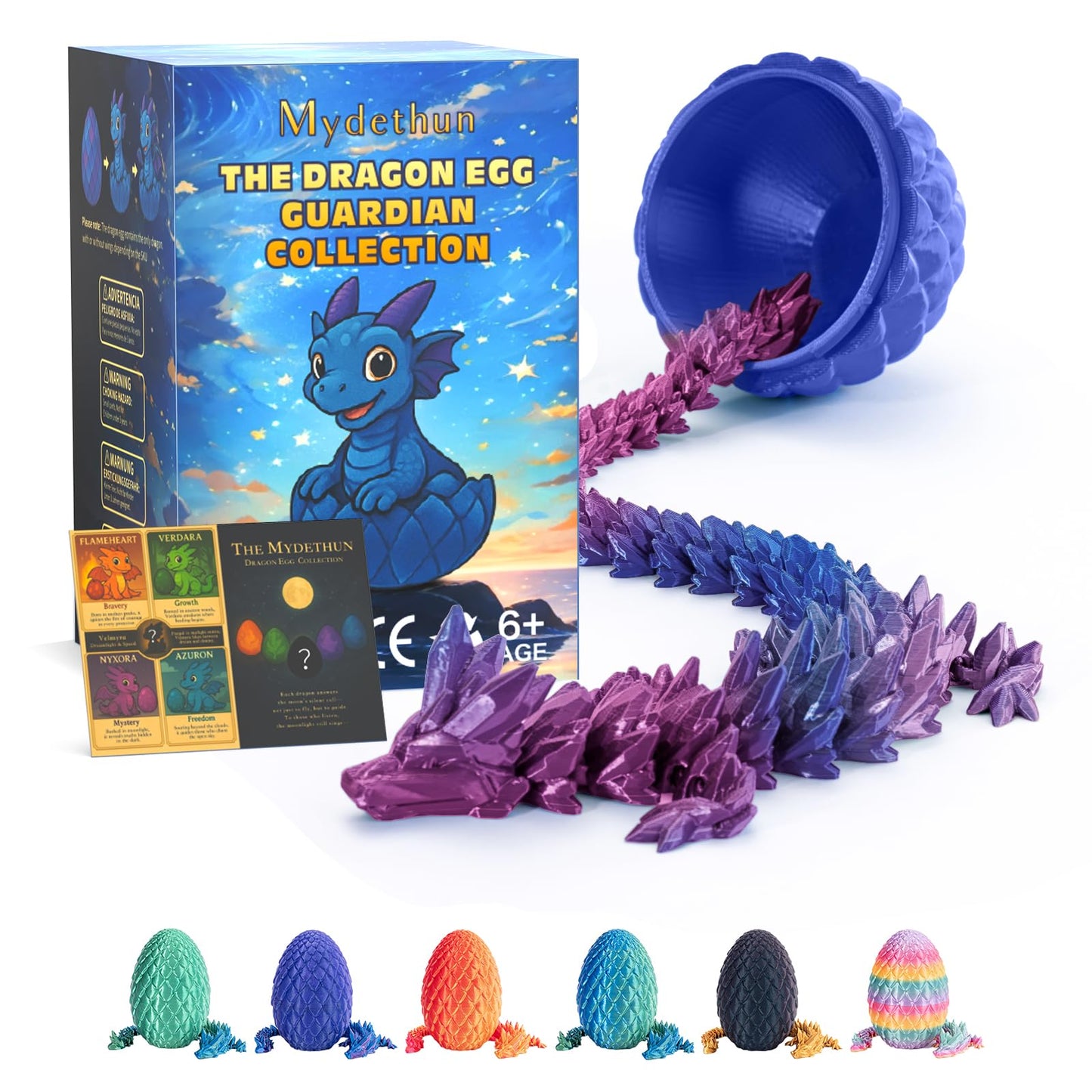 Mydethun Nyxora Purple Large 3D Dragon Egg – Articulated Inside Dragon & Fidget Toy