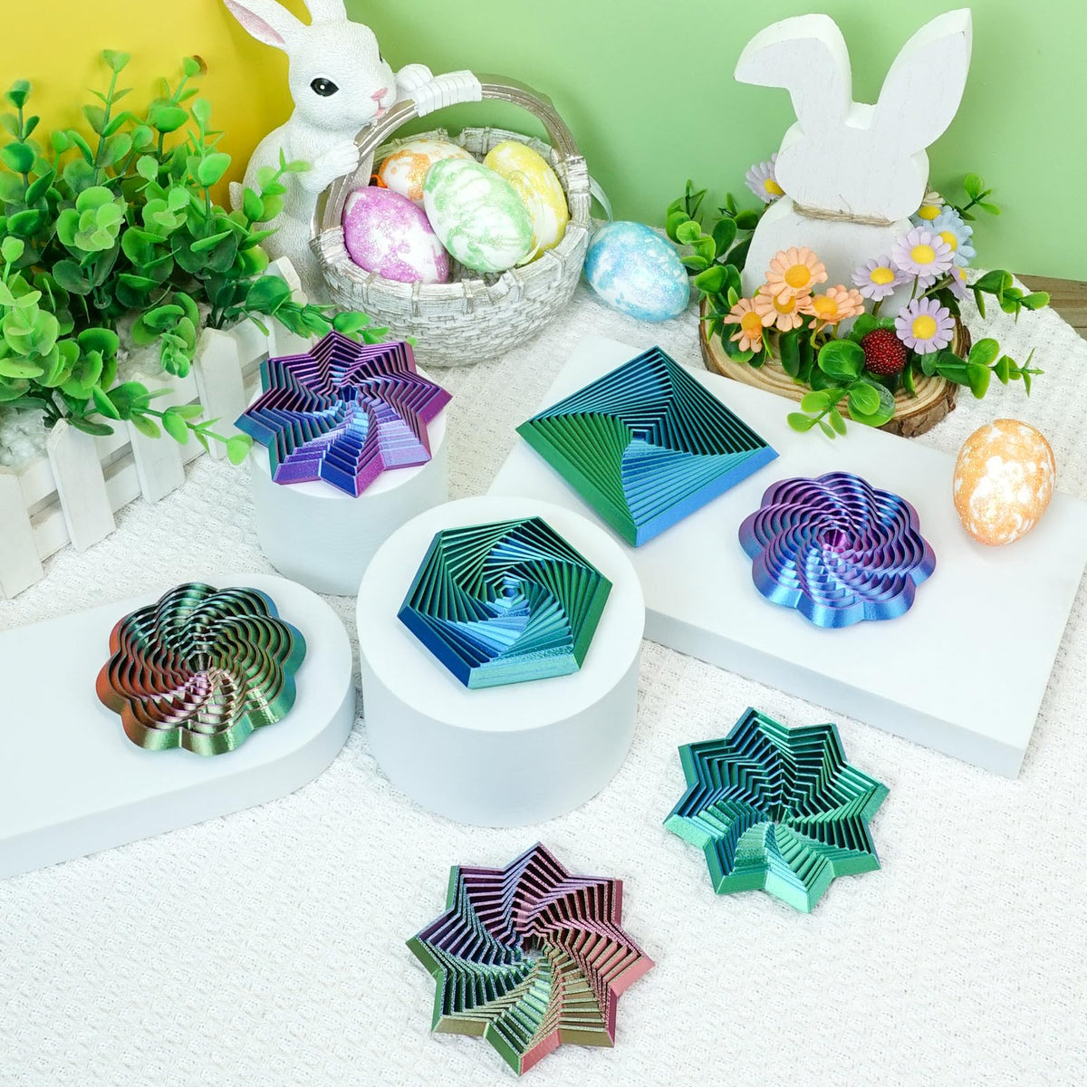 Mydhall 4-Pcs Fractal Fidget Hexagon – 3D Printed Stress Relief Toys (Light Purple)