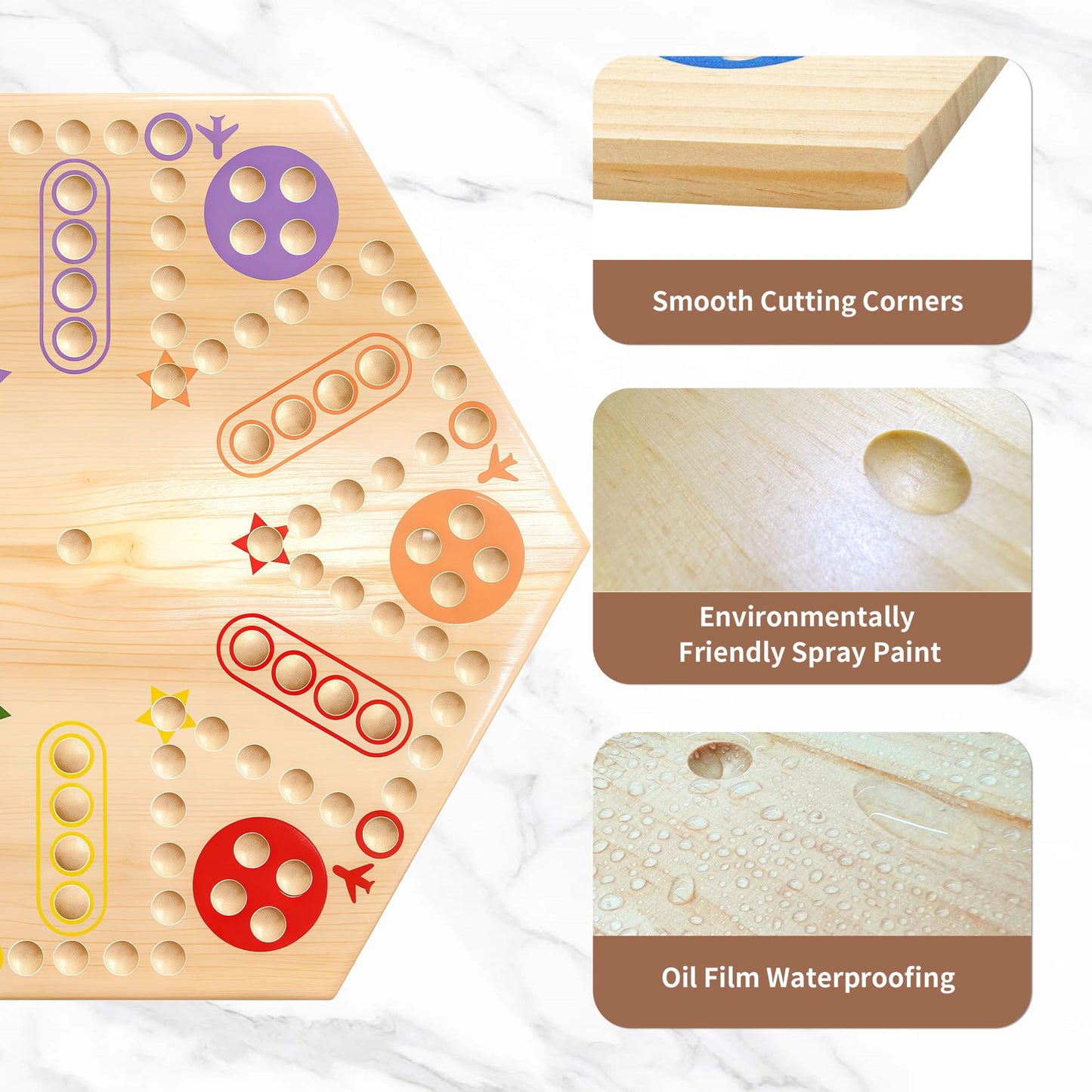 MygikAct Wooden Wahoo & Board Game – Double-Sided Fast Track for 4–6 Players