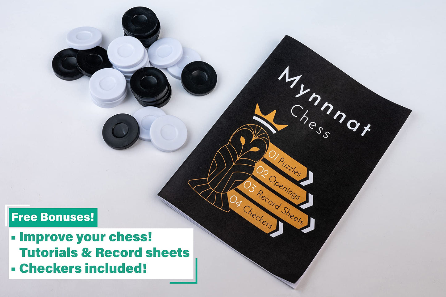 Mynnnat Professional Chess Set | Thick Roll-Up Board, Travel Bag & Training Booklet
