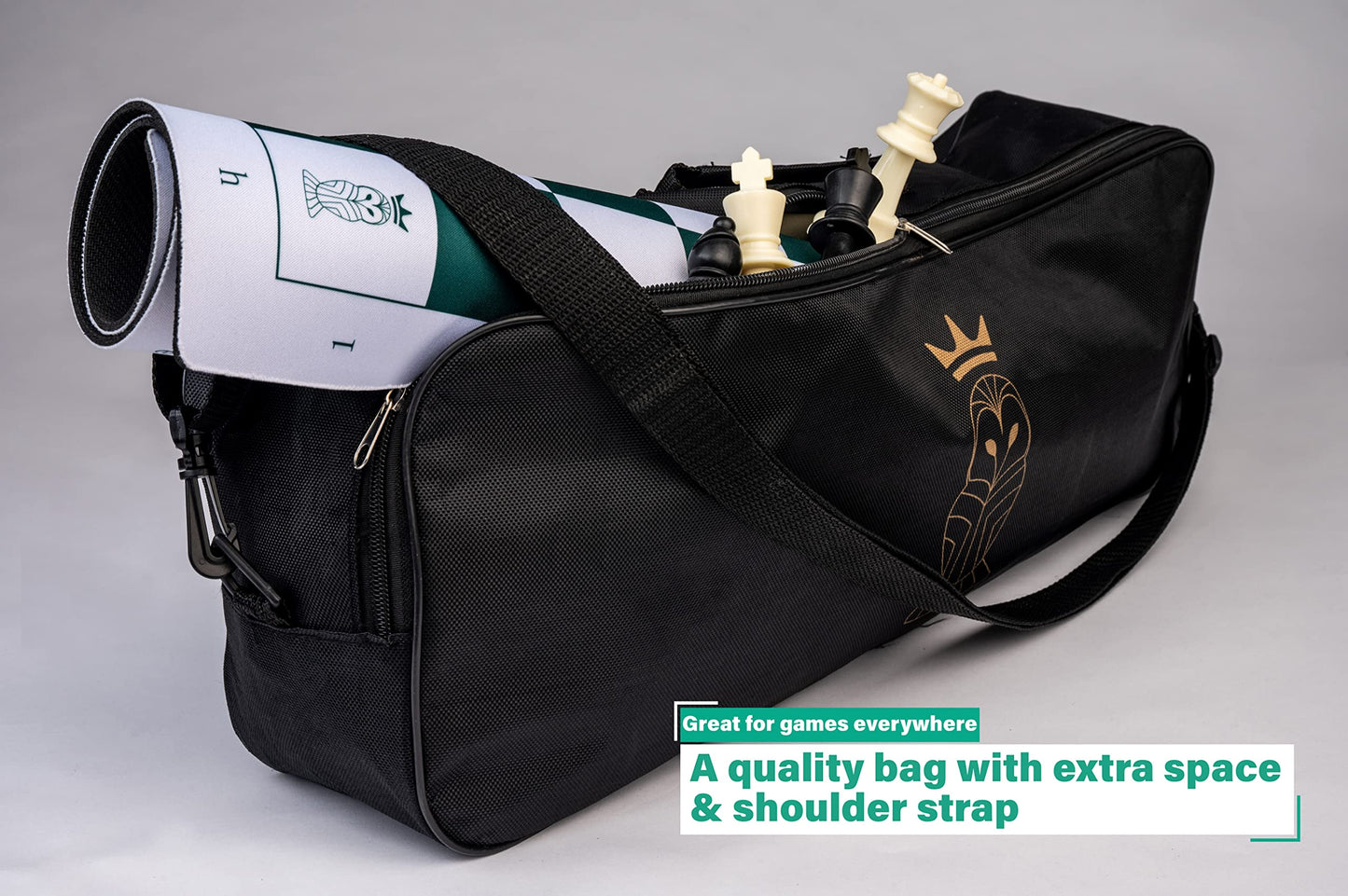Mynnnat Professional Chess Set | Thick Roll-Up Board, Travel Bag & Training Booklet
