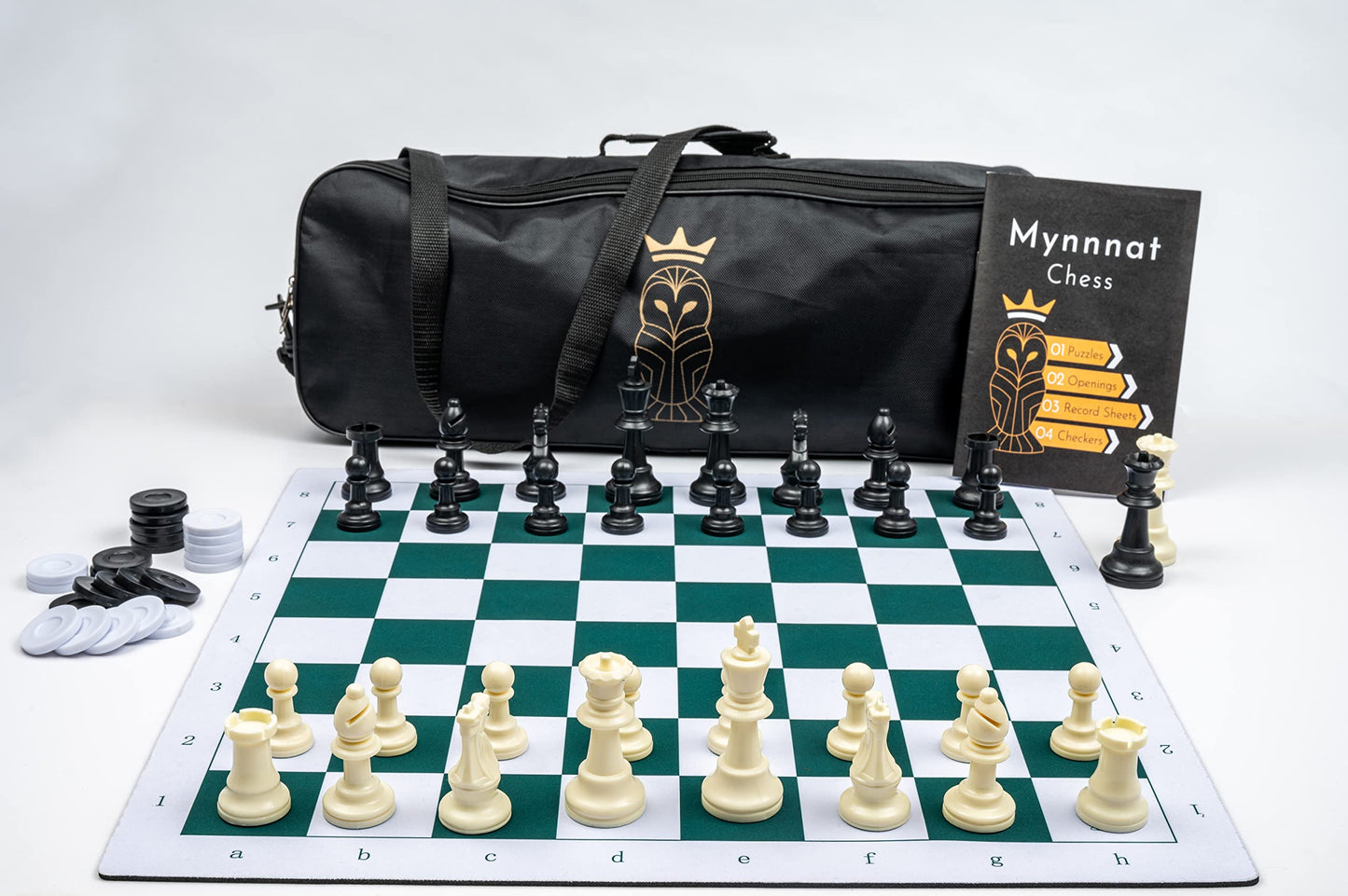 Mynnnat Professional Chess Set | Thick Roll-Up Board, Travel Bag & Training Booklet