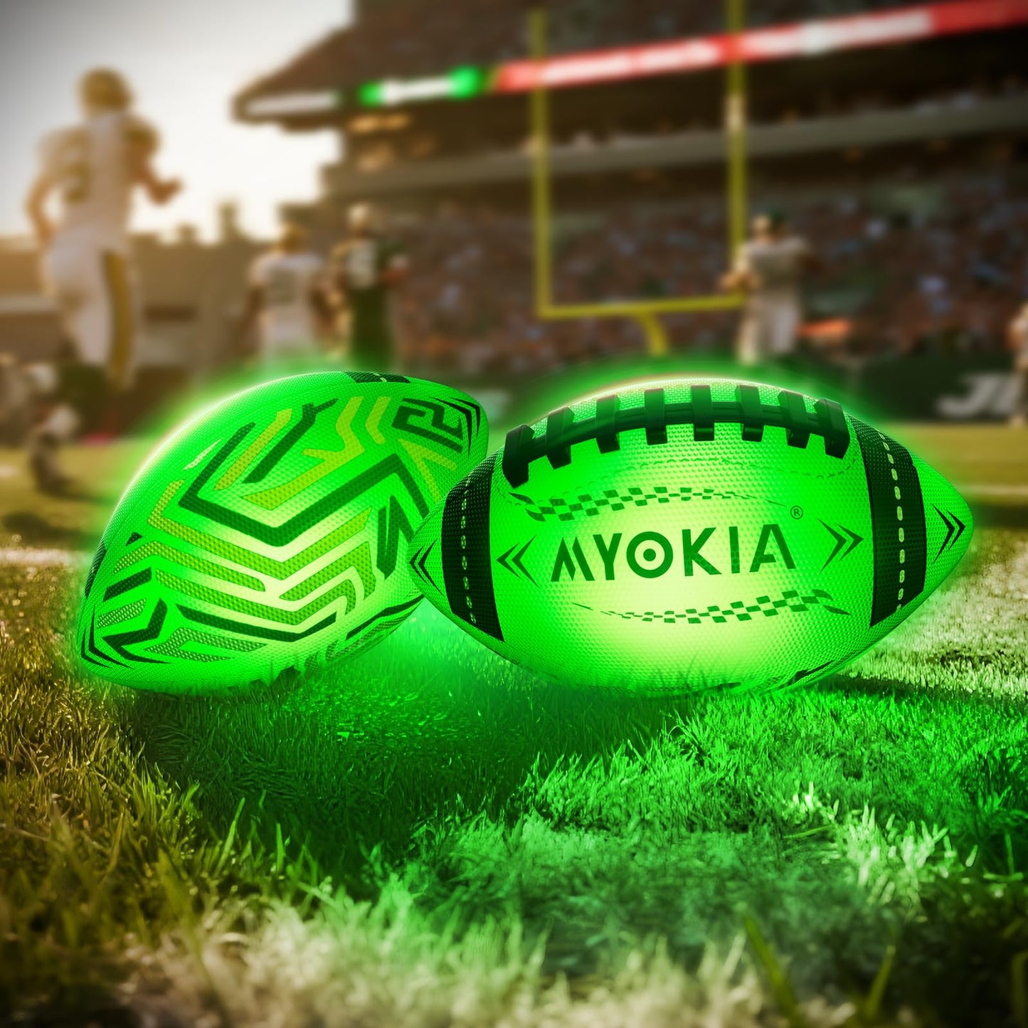 MYOKIA RGB Waterproof Light Up Football — USB Rechargeable, Glow in the Dark, Size 6