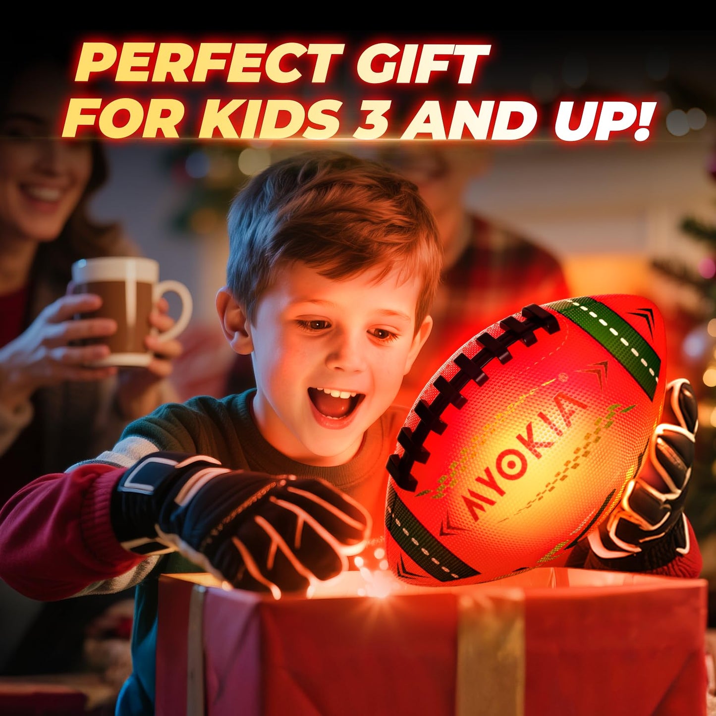 MYOKIA RGB Waterproof Light Up Football — USB Rechargeable, Glow in the Dark, Size 6