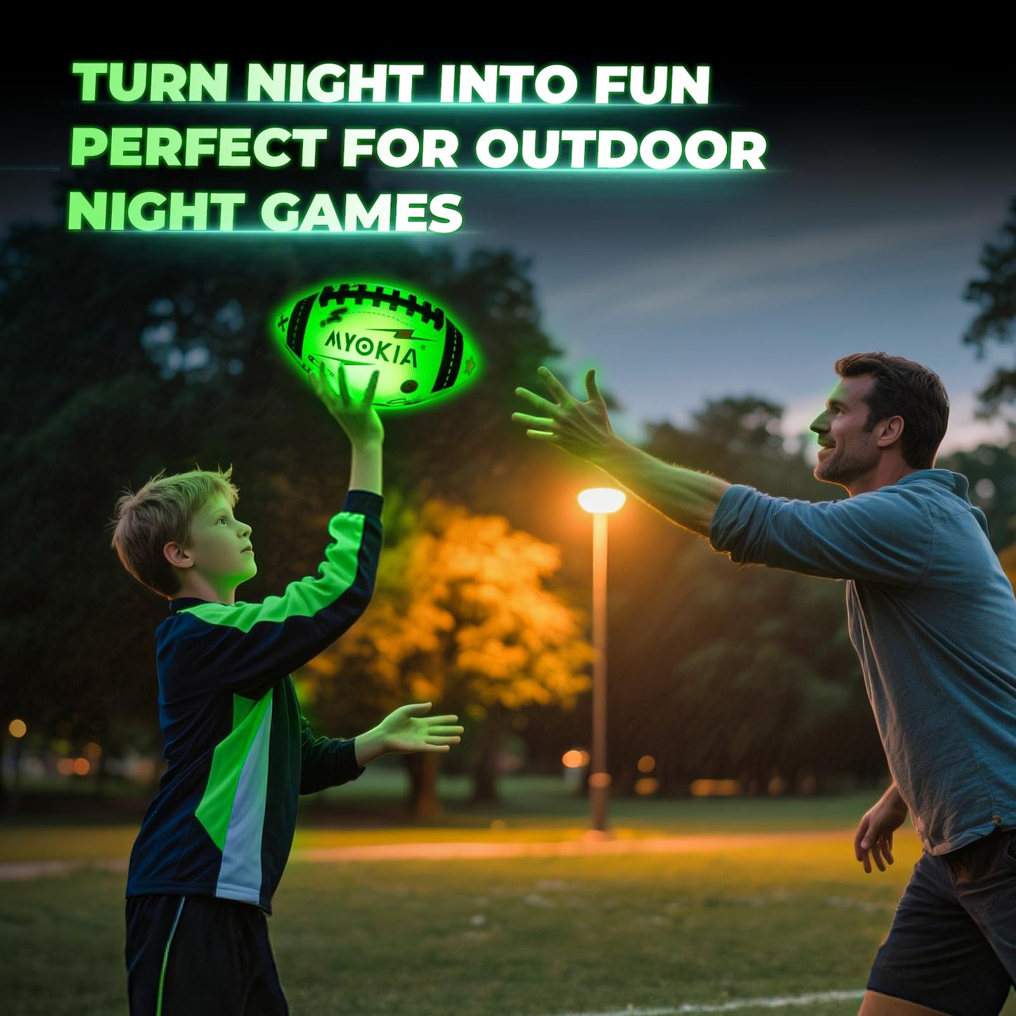 MYOKIA Light Up Football – RGB Glow, USB Rechargeable, Waterproof Size 6 for Night Outdoor Play