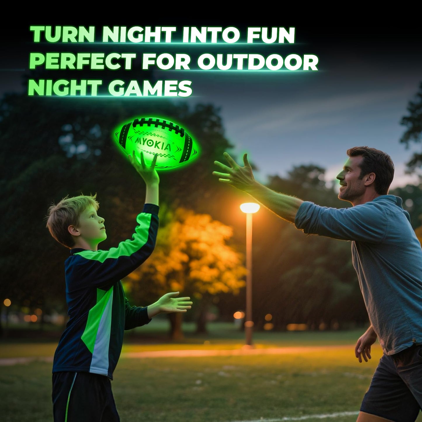 MYOKIA RGB Waterproof Light Up Football — USB Rechargeable, Glow in the Dark, Size 6