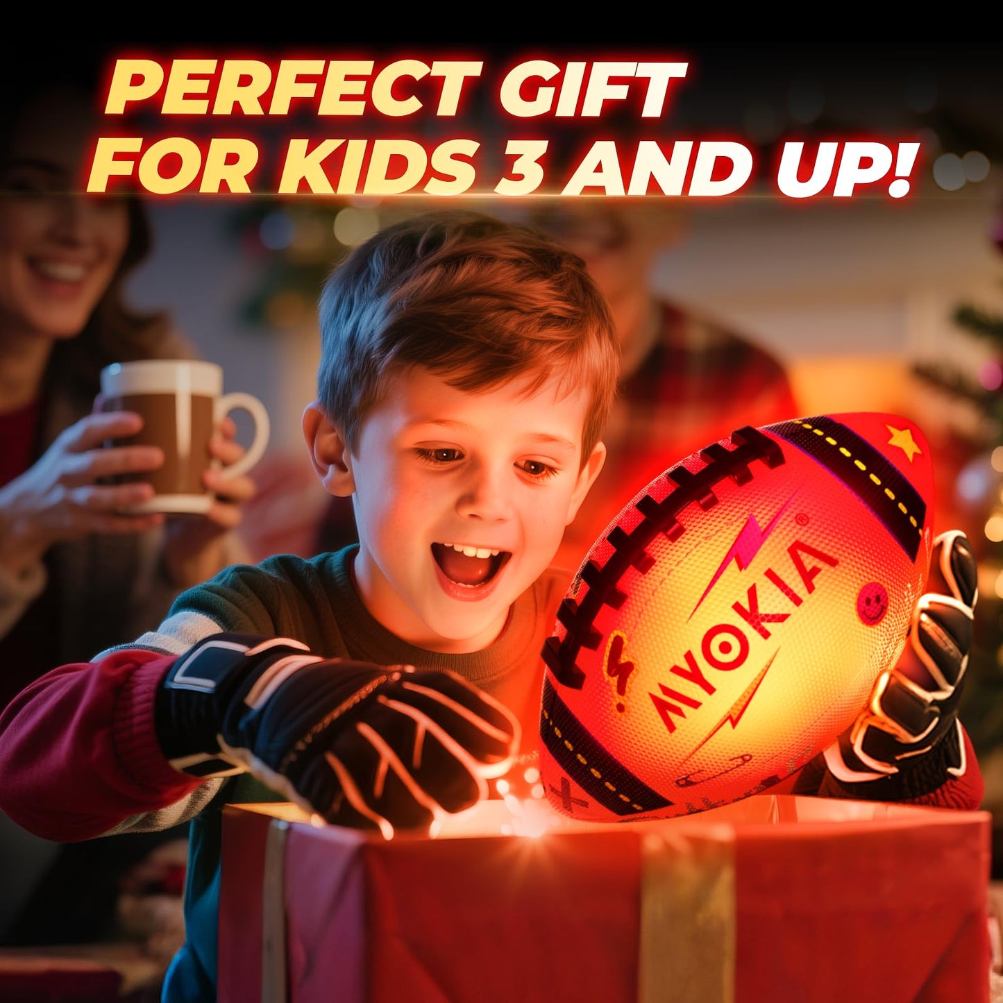 MYOKIA Light Up Football – RGB Glow, USB Rechargeable, Waterproof Size 6 for Night Outdoor Play