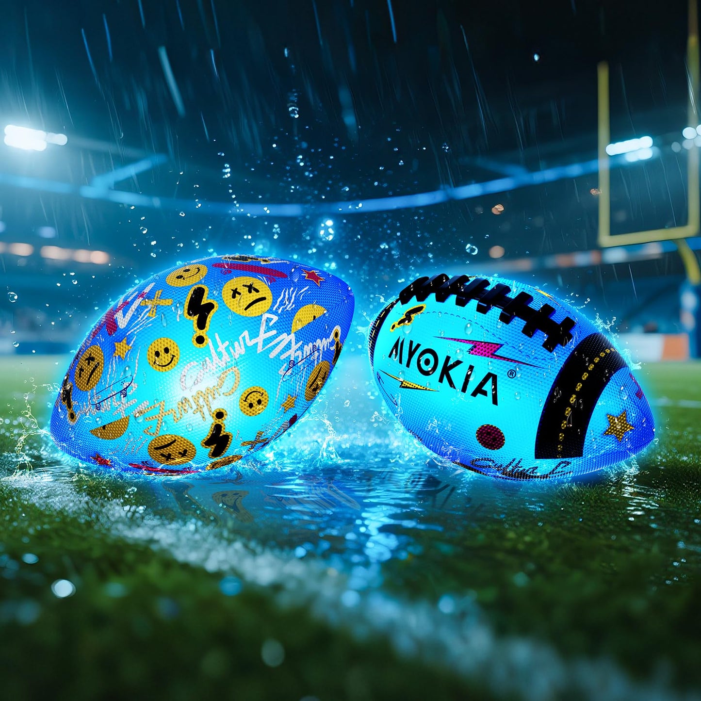 MYOKIA Light Up Football – RGB Glow, USB Rechargeable, Waterproof Size 6 for Night Outdoor Play