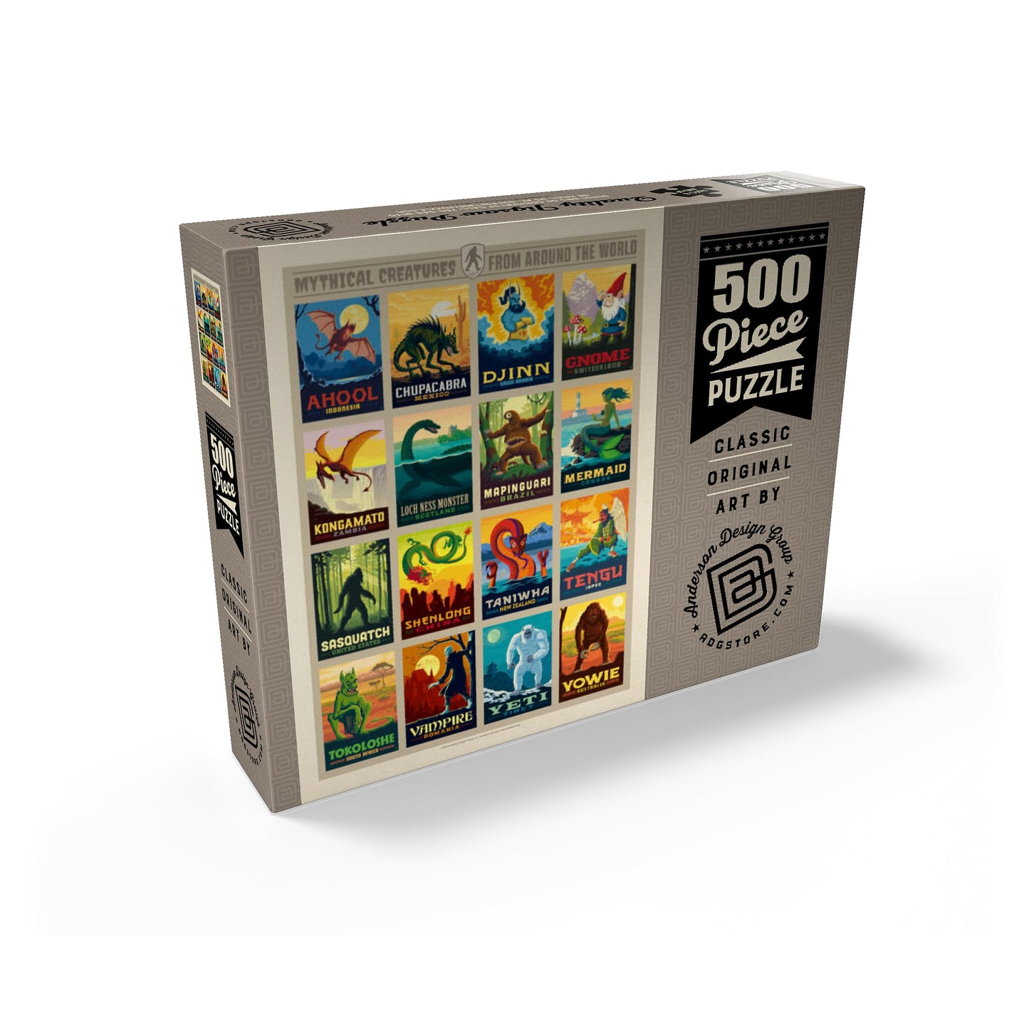 MyPuzzle Mythical Creatures Vintage Poster – Premium 500-Piece Jigsaw Puzzle for Adults
