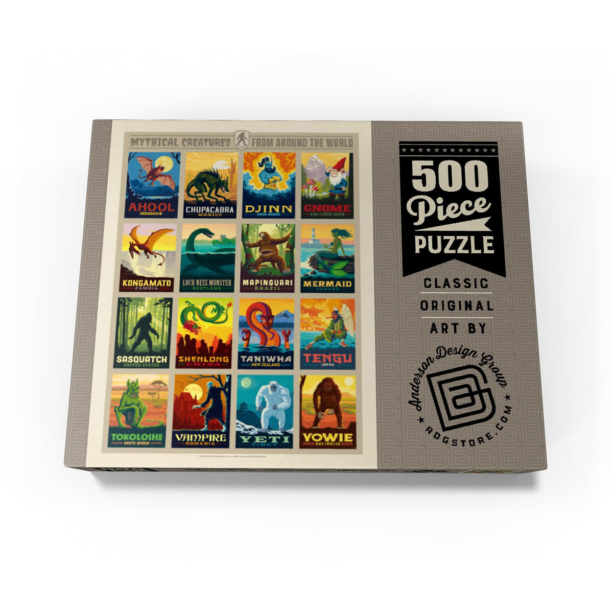 MyPuzzle Mythical Creatures Vintage Poster – Premium 500-Piece Jigsaw Puzzle for Adults