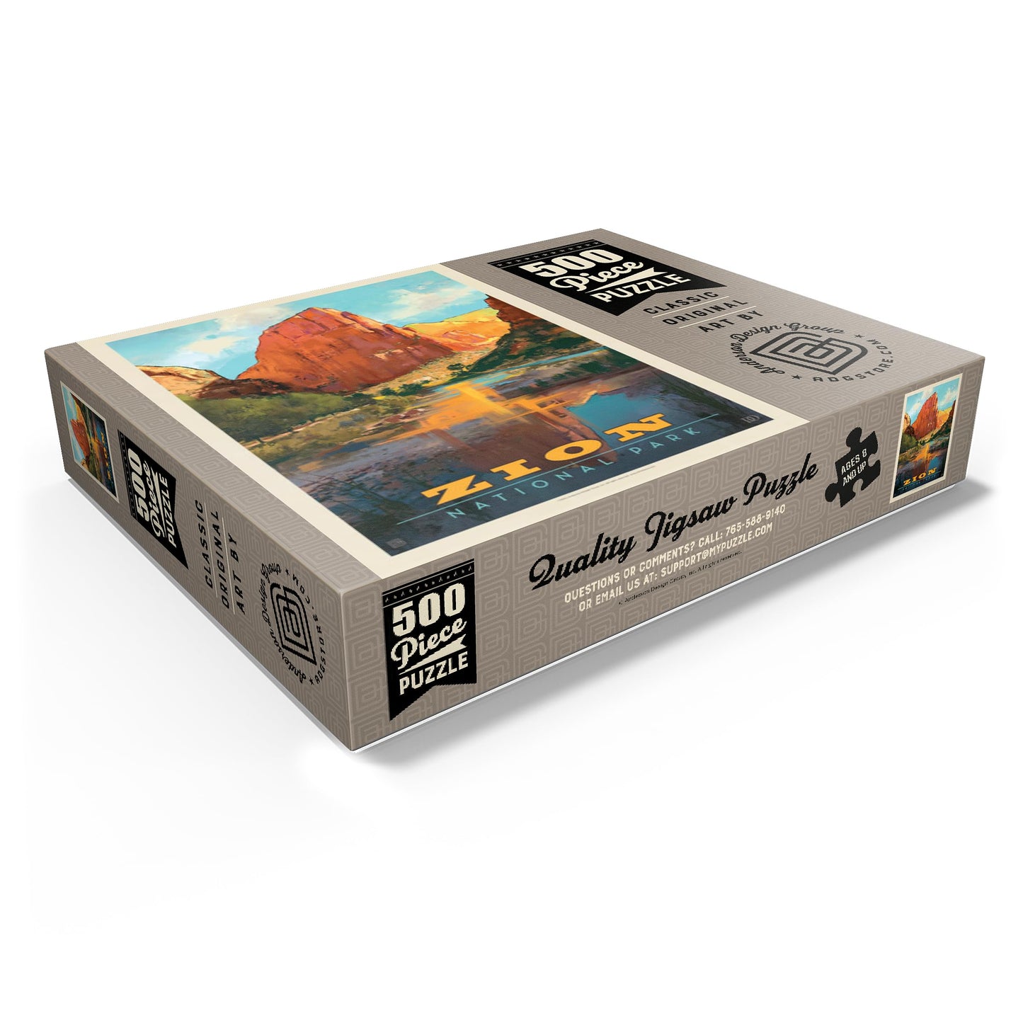 MyPuzzle Zion National Park: Virgin River Valley Vintage Poster – Premium 500-Piece Jigsaw Puzzle for Adults