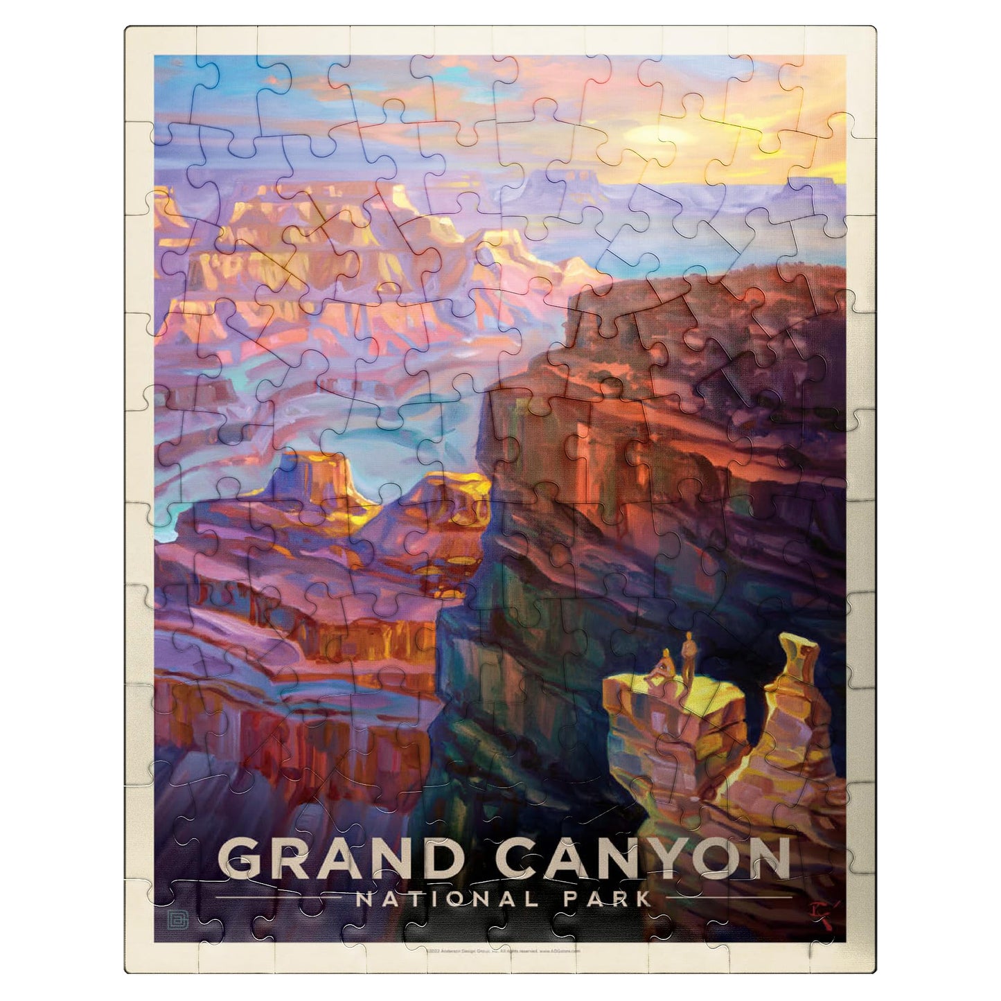 MyPuzzle Grand Canyon Sunset Vintage Poster – 100-Piece Jigsaw for Adults | Made in USA