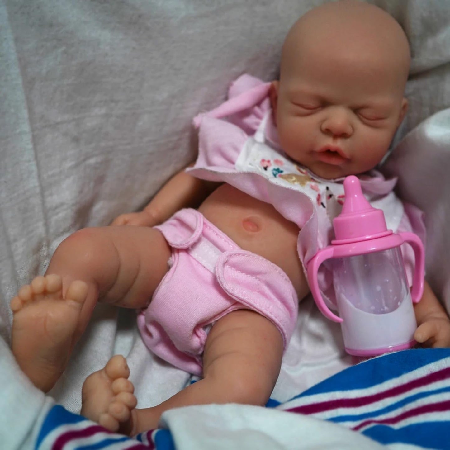 MYREBABY 12-Inch Lifelike Silicone Reborn Baby Doll – Realistic Sleeping Girl with Clothes & Accessories