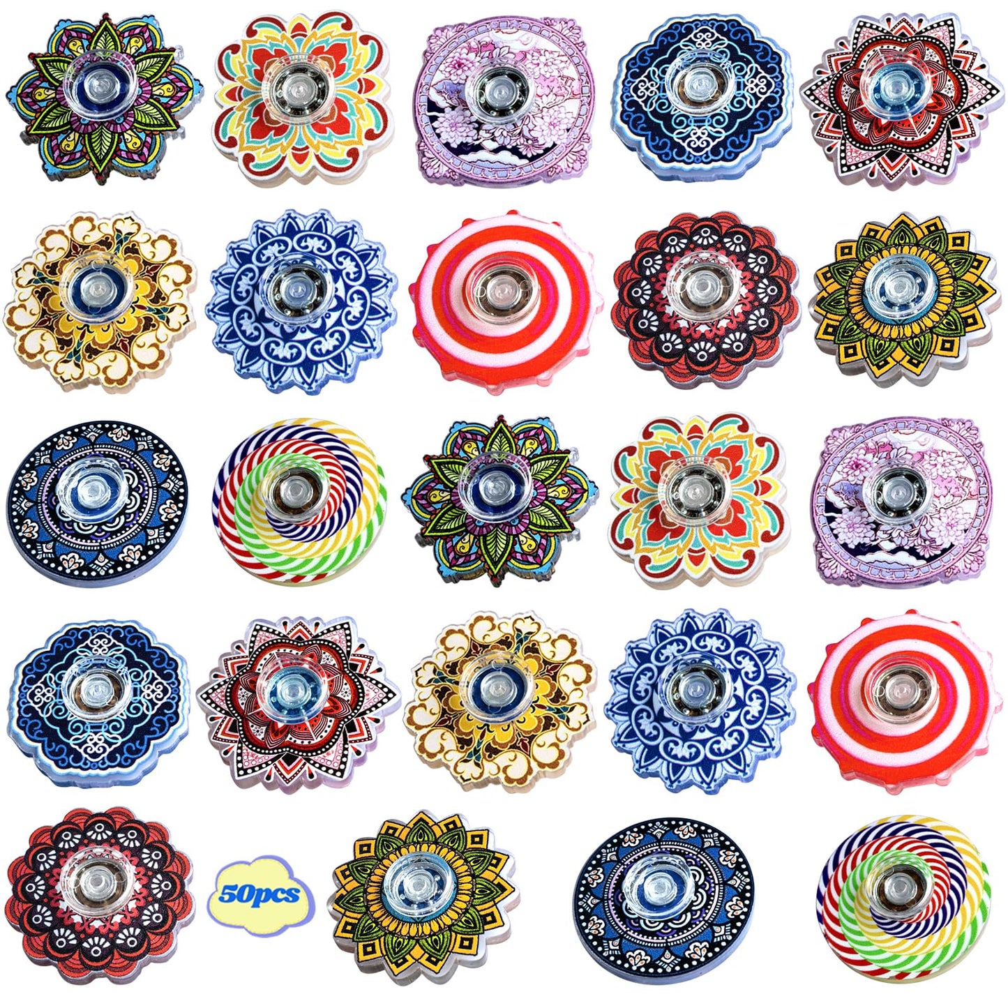 MYREQIA 50-Pack Fidget Spinner Mini Toys – Sensory Fidgets, Classroom Prizes, Party Favors