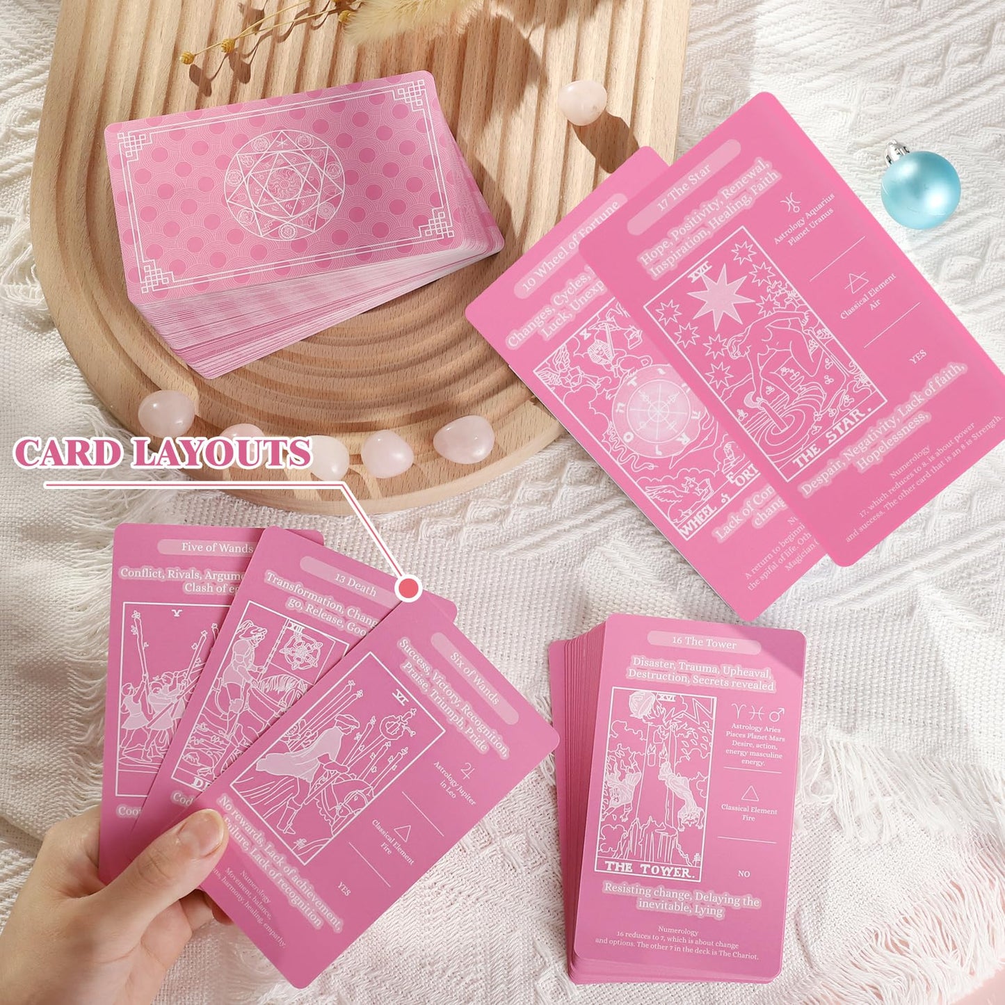 Myripoly Learning Beginner Tarot Deck with Meanings & Guidebook – 78 Cards
