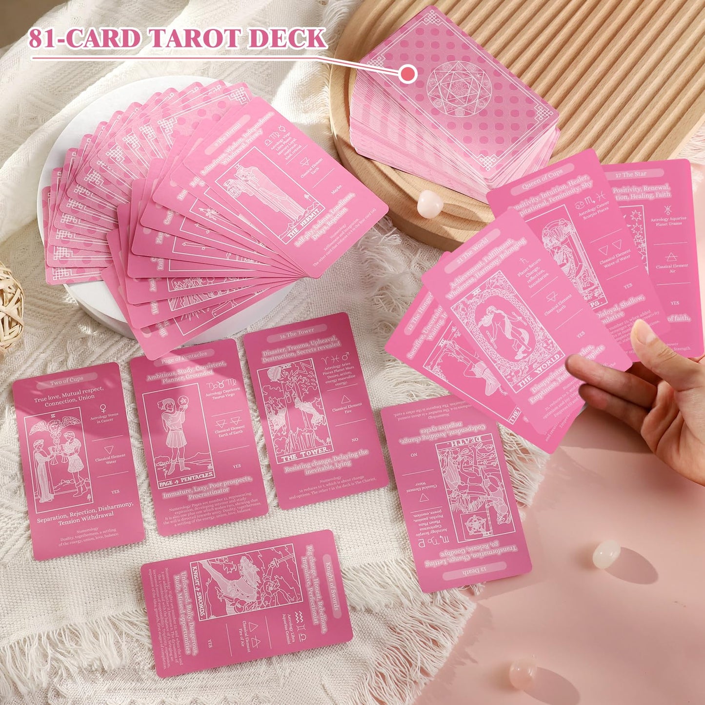 Myripoly Learning Beginner Tarot Deck with Meanings & Guidebook – 78 Cards