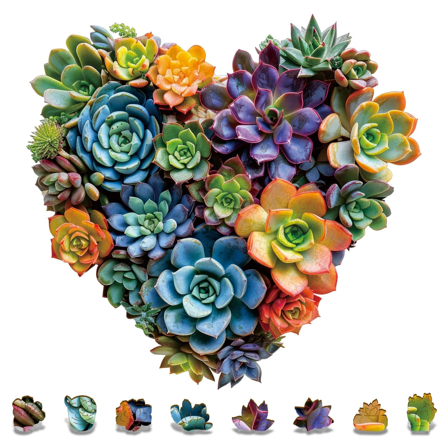 Mys Aurora 200-Piece FSC Wooden Jigsaw Puzzle – Heart Succulent for Adults