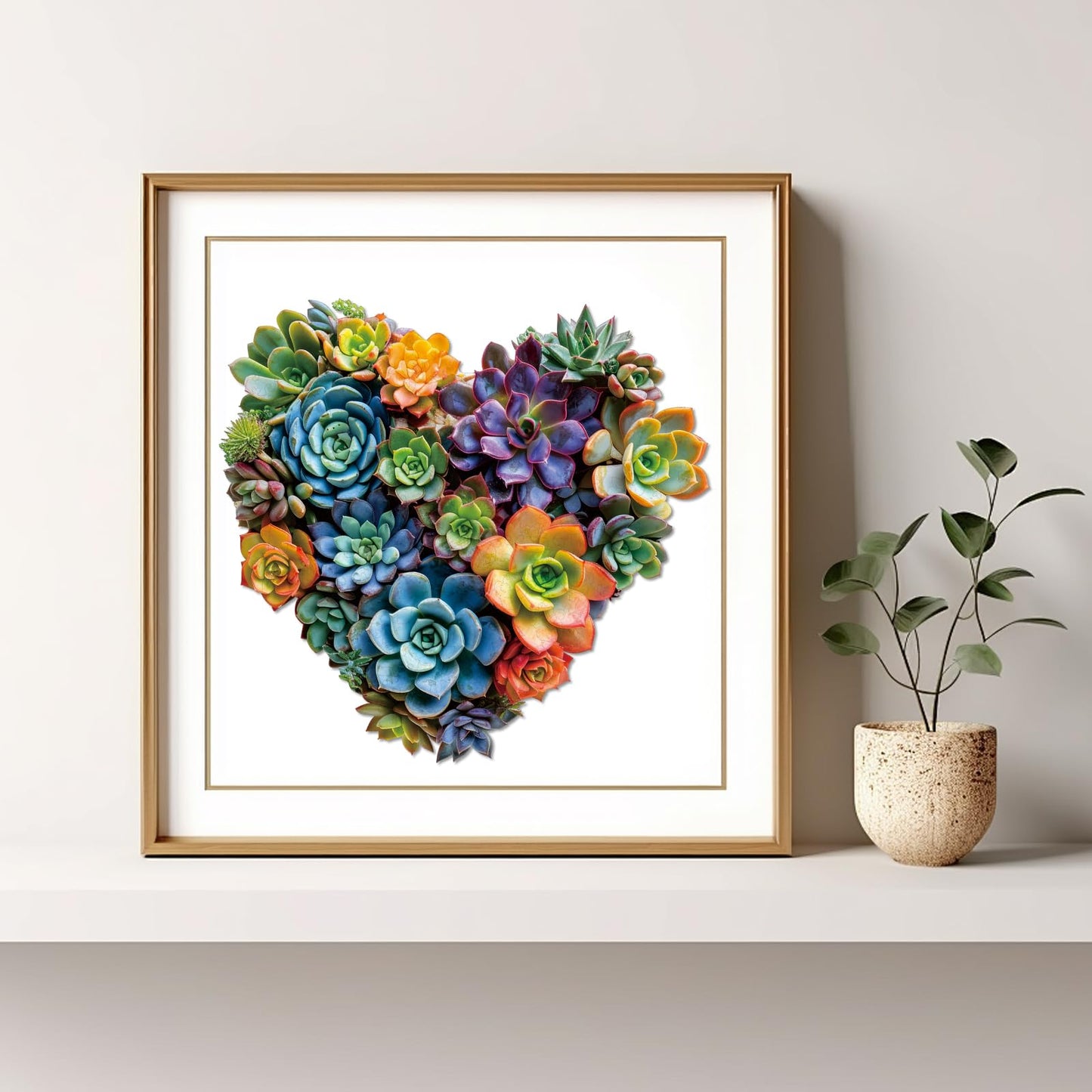 Mys Aurora 500-Piece Heart Succulent Wooden Puzzle – Unique Shaped Jigsaw for Adults & Kids, 17.5in x 16.7in