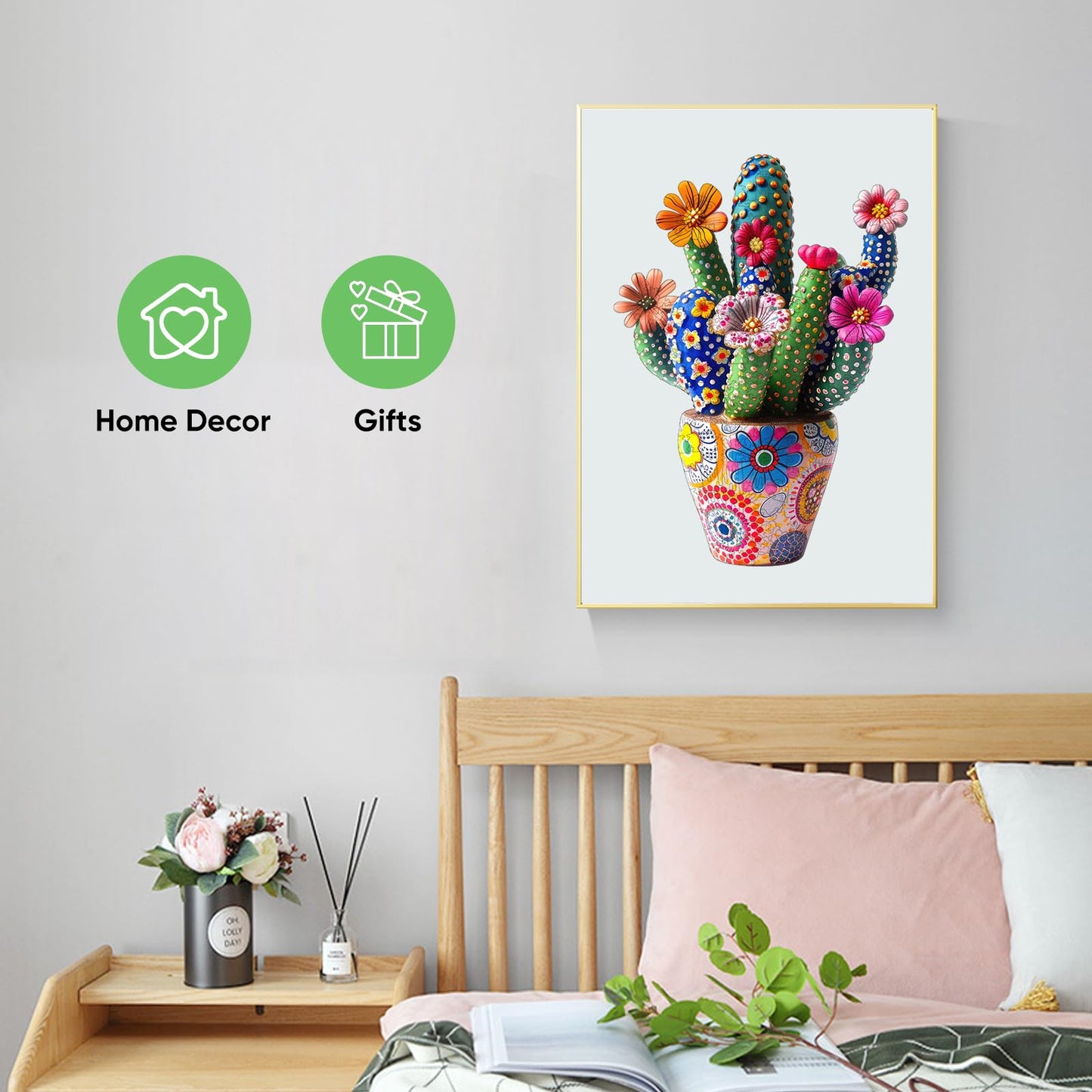 Mys Aurora Cactus Flower Wooden Puzzle — 500 Pieces, Unique Shaped Jigsaw for Adults