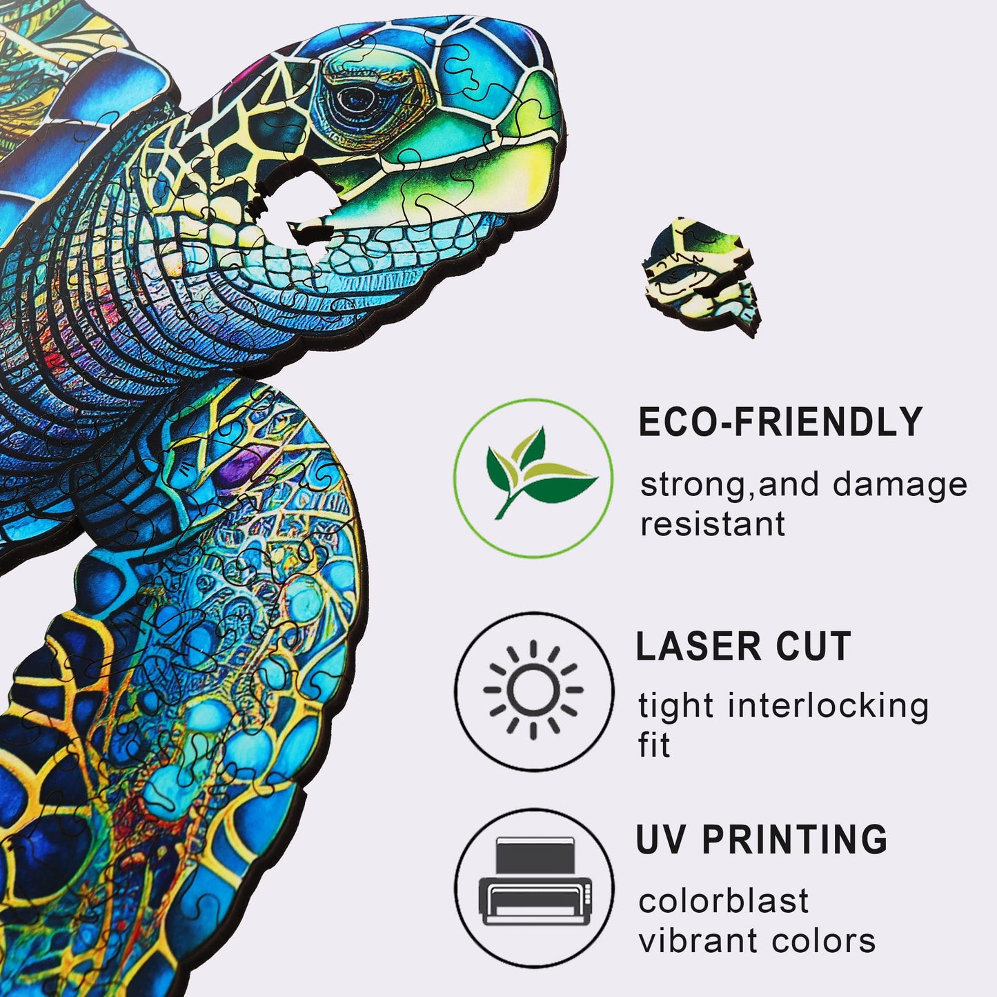 Mys Aurora FSC Certified Wooden Sea Turtle Puzzle – 500 Pieces, 5mm Unique Shaped Jigsaw