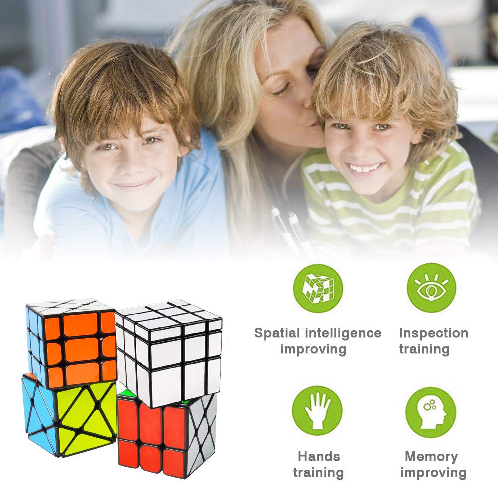 Mysterystone YJ Cube Set 4-Pack: 3x3 Fluctuation Angle, Mirror, 2x3 Wheel & Square King Cubes