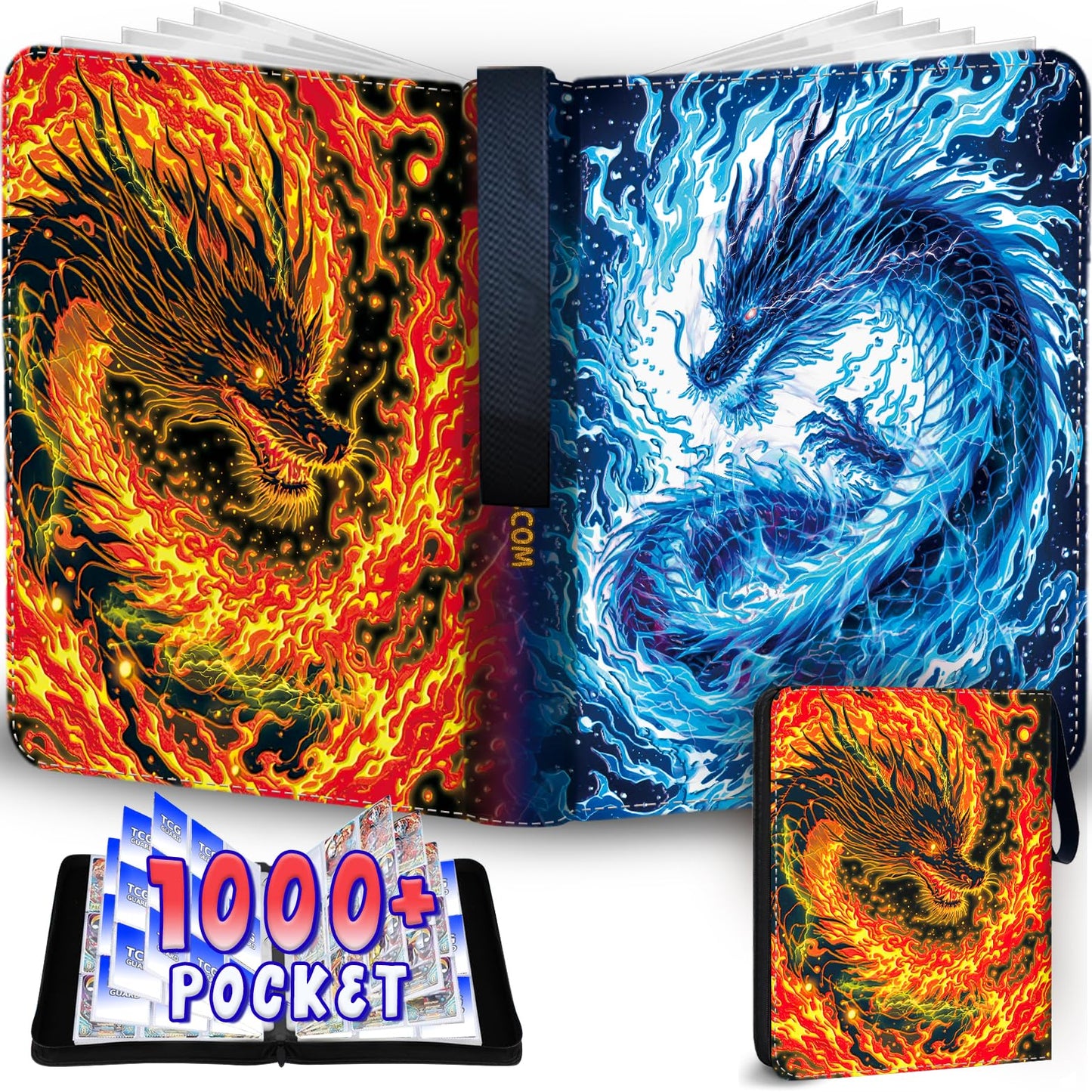 MYTCG 1008 Card Binder – 9-Pocket, 56-Page Sleeves, 3-Ring Organizer, Waterproof Case – Double Dragon