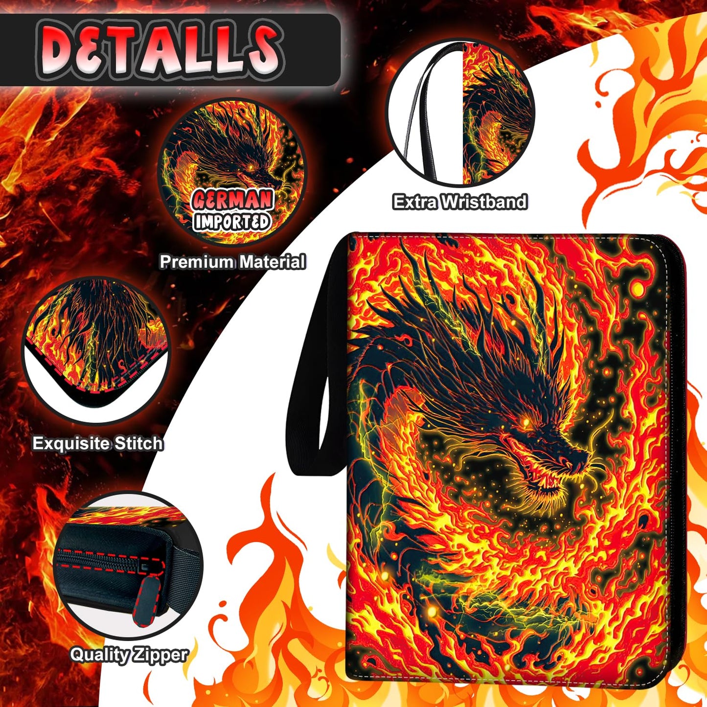 MYTCG 1008 Card Binder – 9-Pocket, 56-Page Sleeves, 3-Ring Organizer, Waterproof Case – Double Dragon