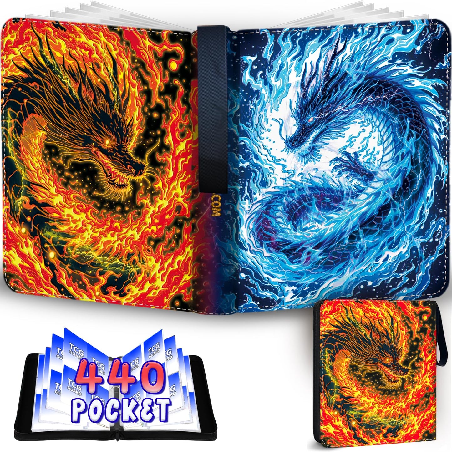 MYTCG 440 Card Binder 4 Pocket with 55 Pages – Removable Sleeves, Waterproof Card Organizer