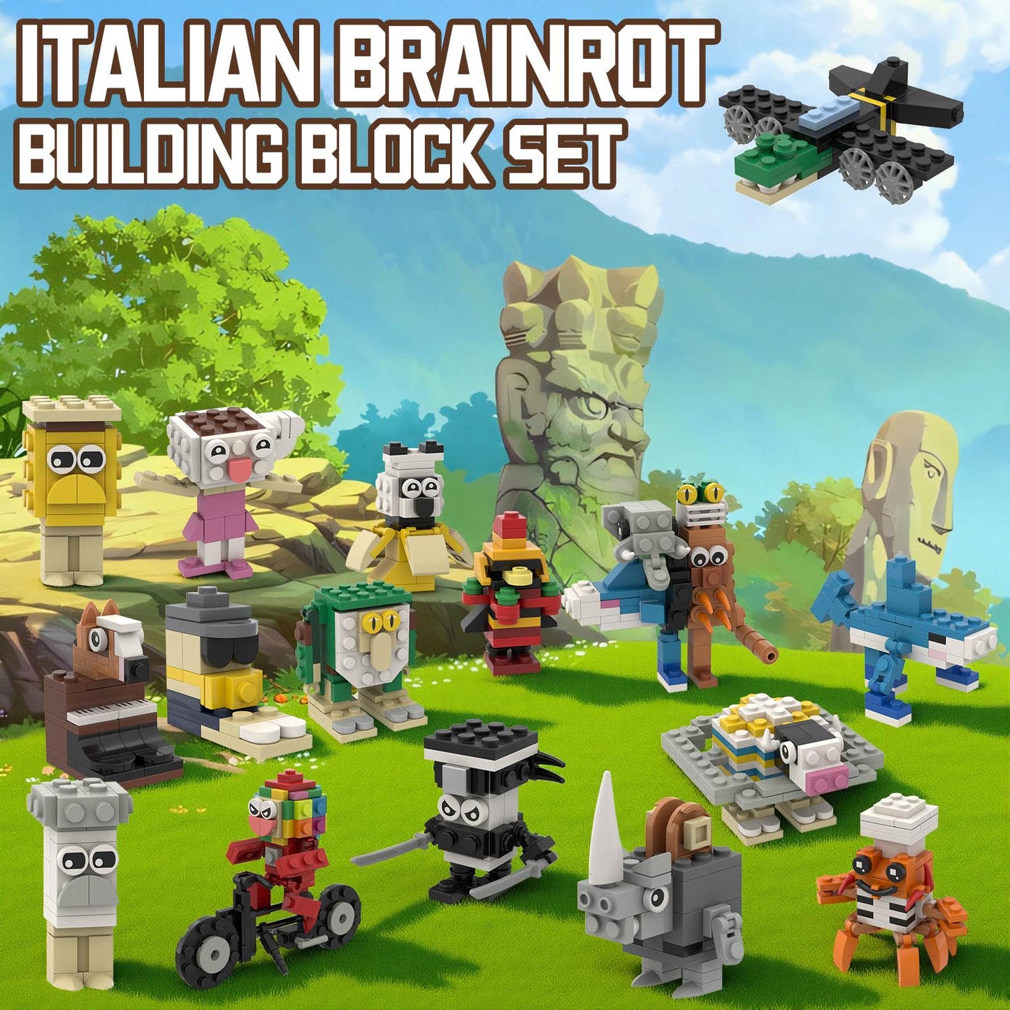 Myth Qholve Italian Brain Rot 16-in-1 Building Blocks – Fun Meme Figures & Creative Gift