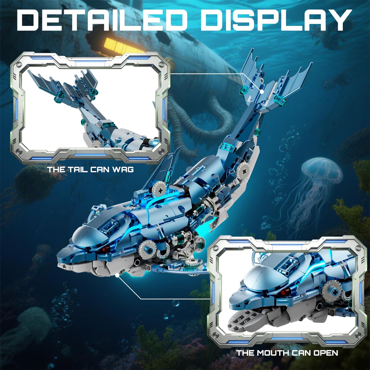 Myth Qholve Mechanical Blue Dolphin Building Blocks Set – Hand-Driven Motion