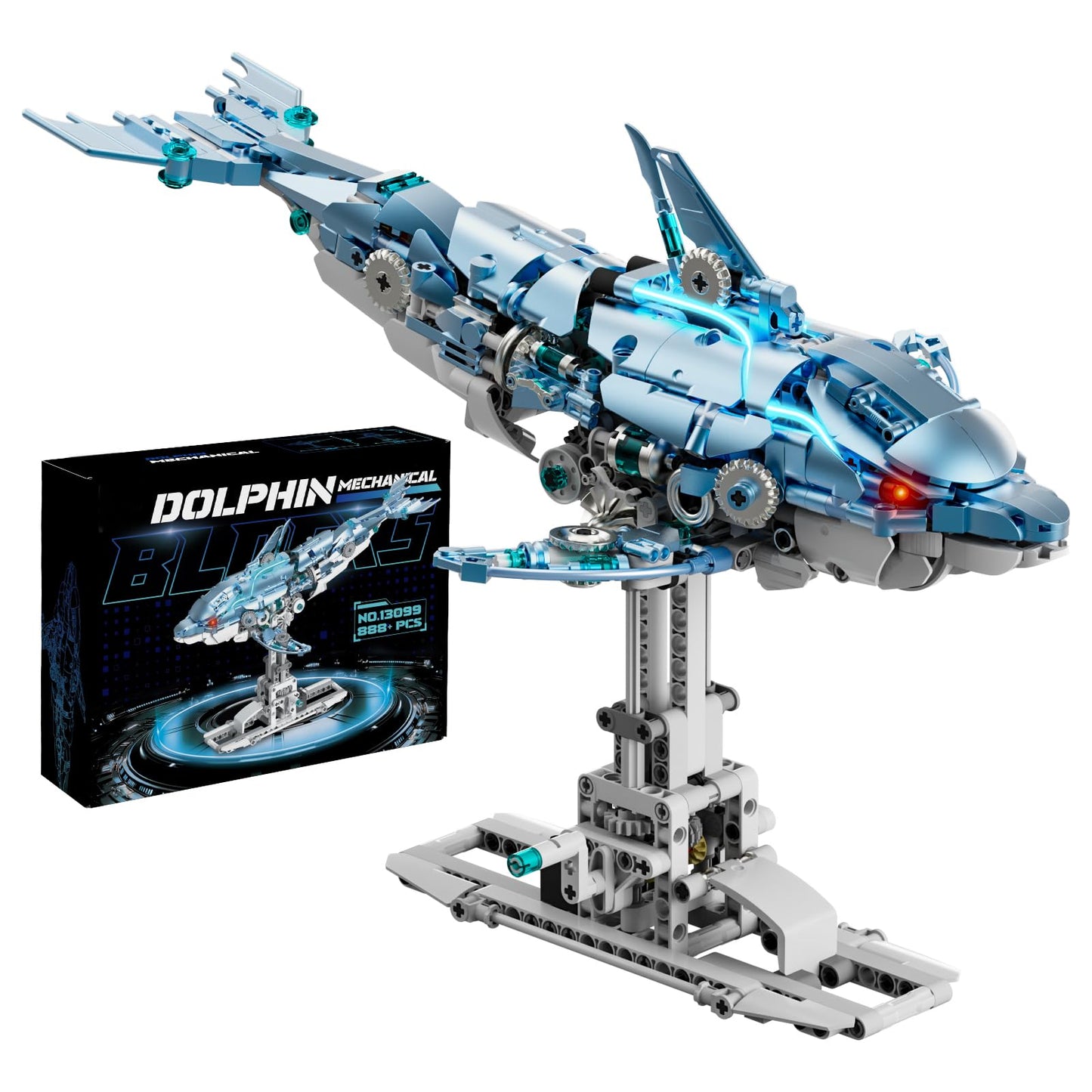 Myth Qholve Mechanical Blue Dolphin Building Blocks Set – Hand-Driven Motion