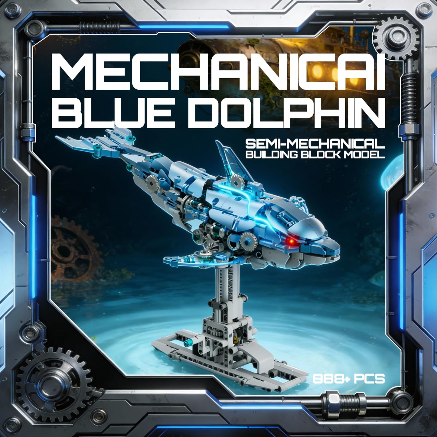Myth Qholve Mechanical Blue Dolphin Building Blocks Set – Hand-Driven Motion
