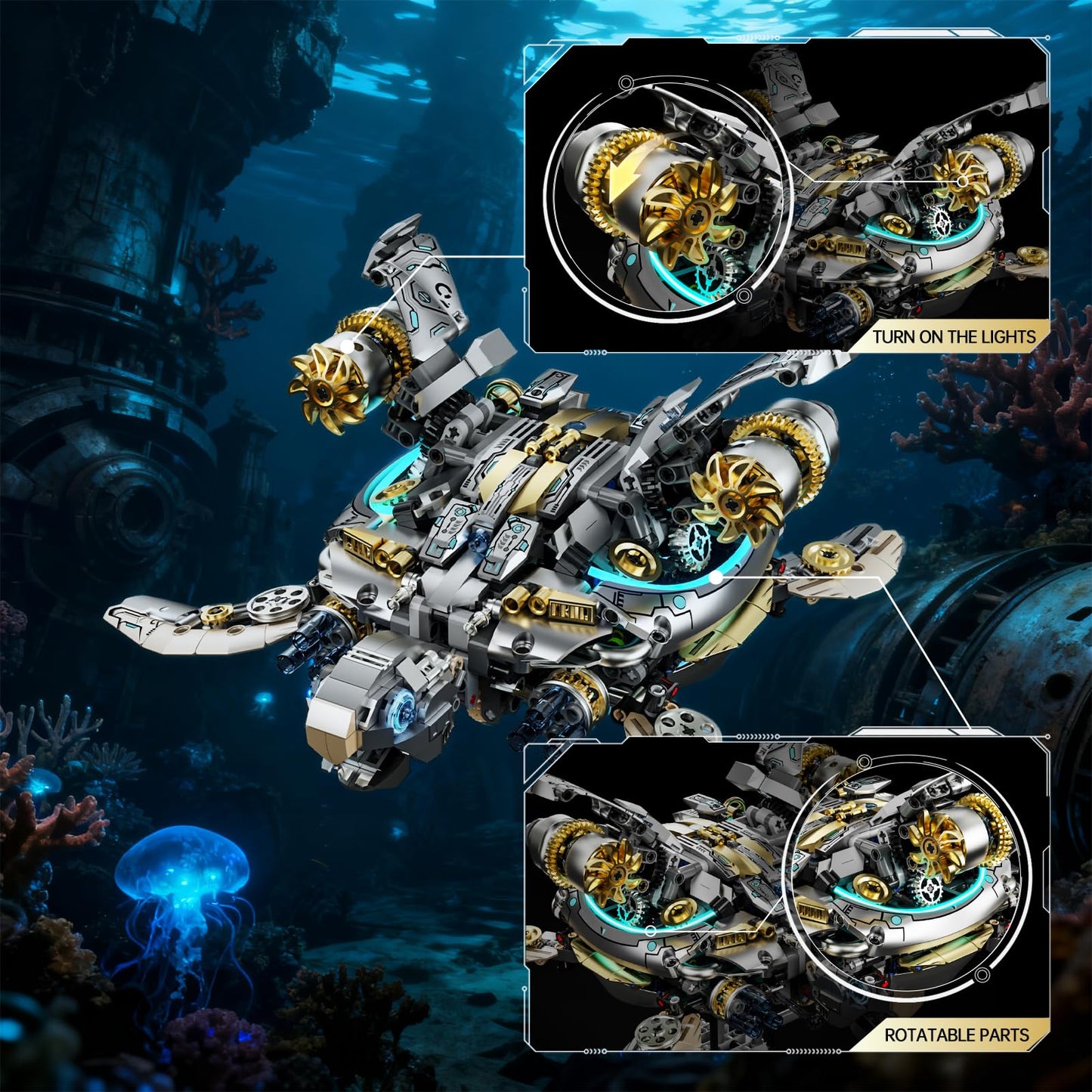 Myth Qholve Mechanical Turtle – Hand-Crank Gear Motion Steampunk Model