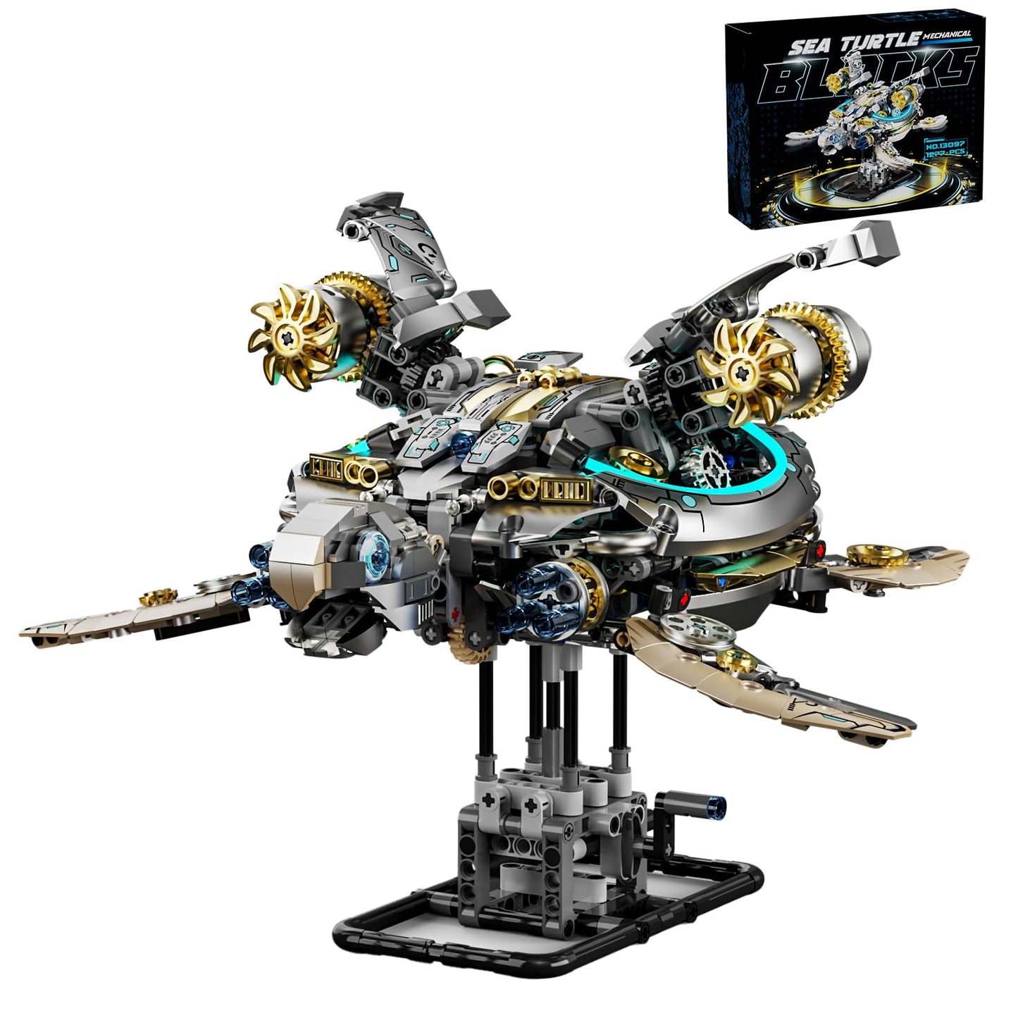 Myth Qholve Mechanical Turtle – Hand-Crank Gear Motion Steampunk Model
