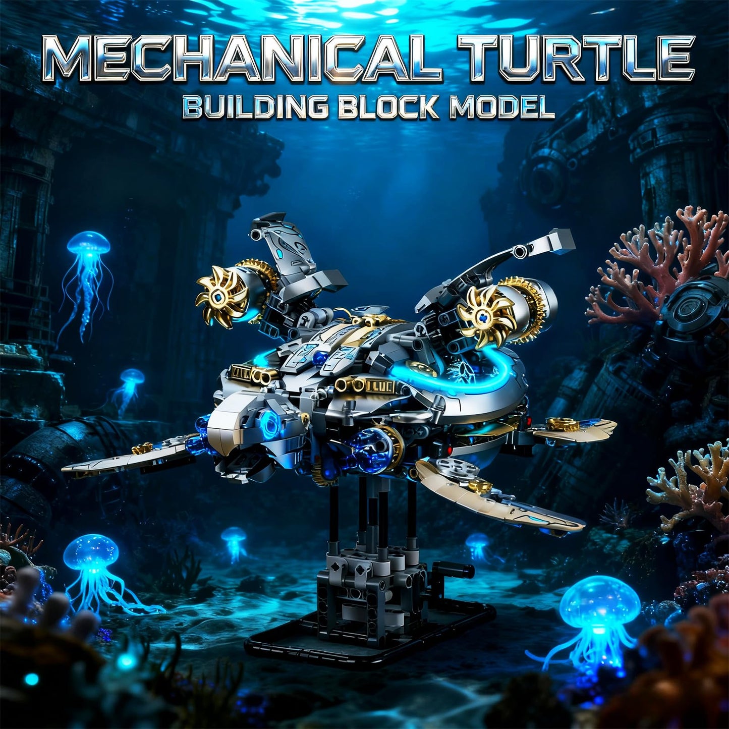 Myth Qholve Mechanical Turtle – Hand-Crank Gear Motion Steampunk Model