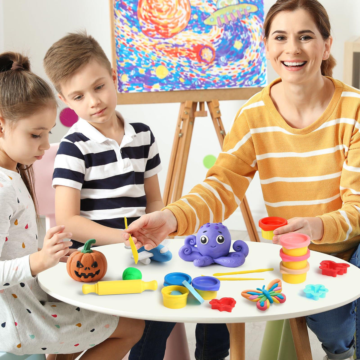 Mythcloud 24-Color DIY Playdough Bulk Pack with 16 Tools – Safe Odor-Free Kids Craft Kit for Ages 3–8