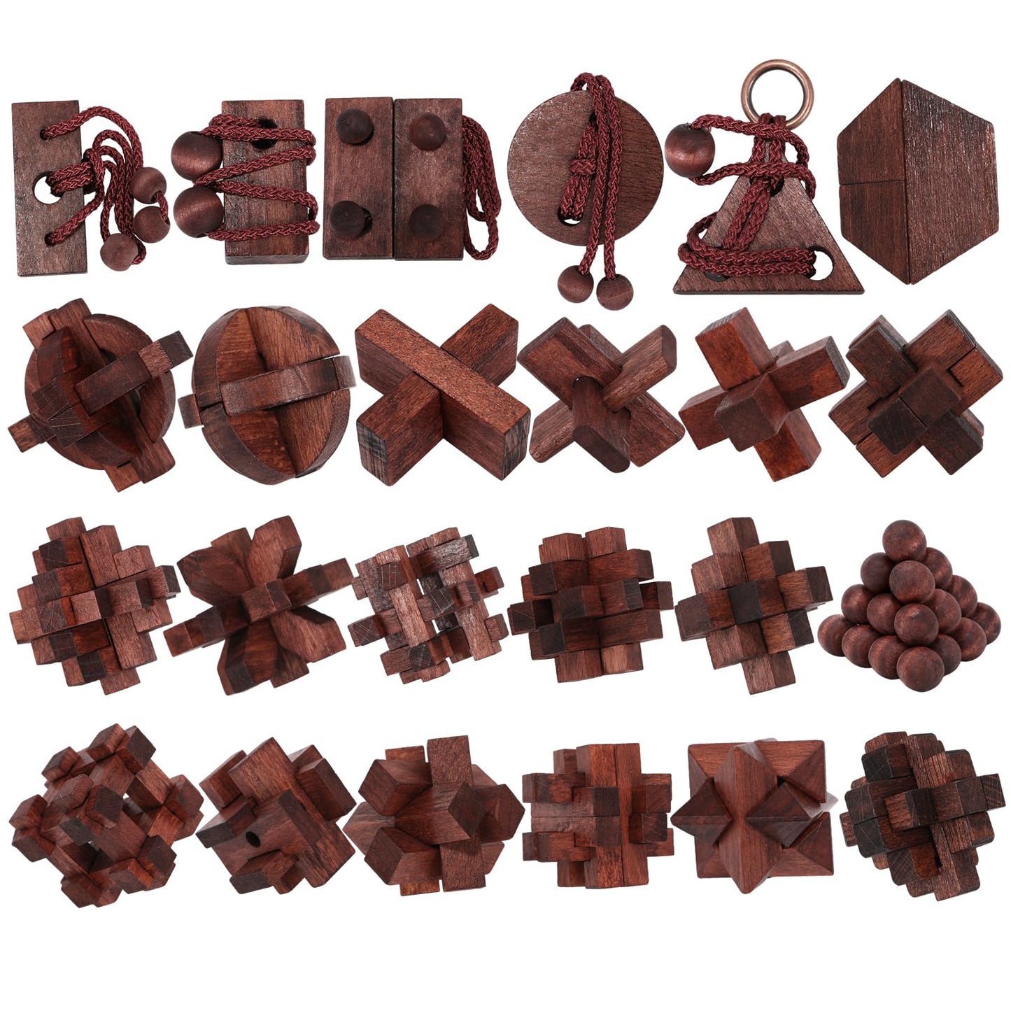 Mytothfy 24 Pcs Brain Teaser Puzzles for Adults & Teens – Wooden 3D Interlocking Puzzle Game