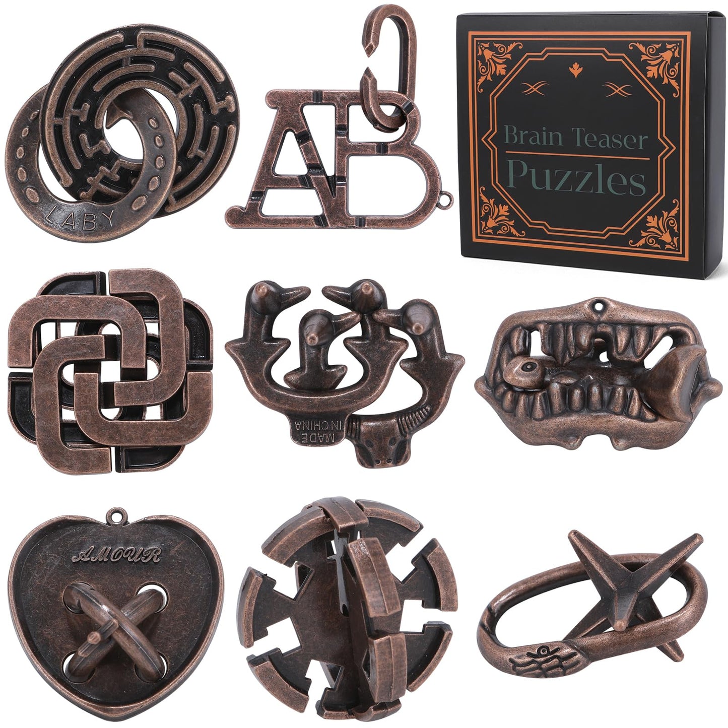Mytothfy 8 Pcs Brain Teaser Puzzles – 3D Metal Interlocking Puzzles for Adults & Teens