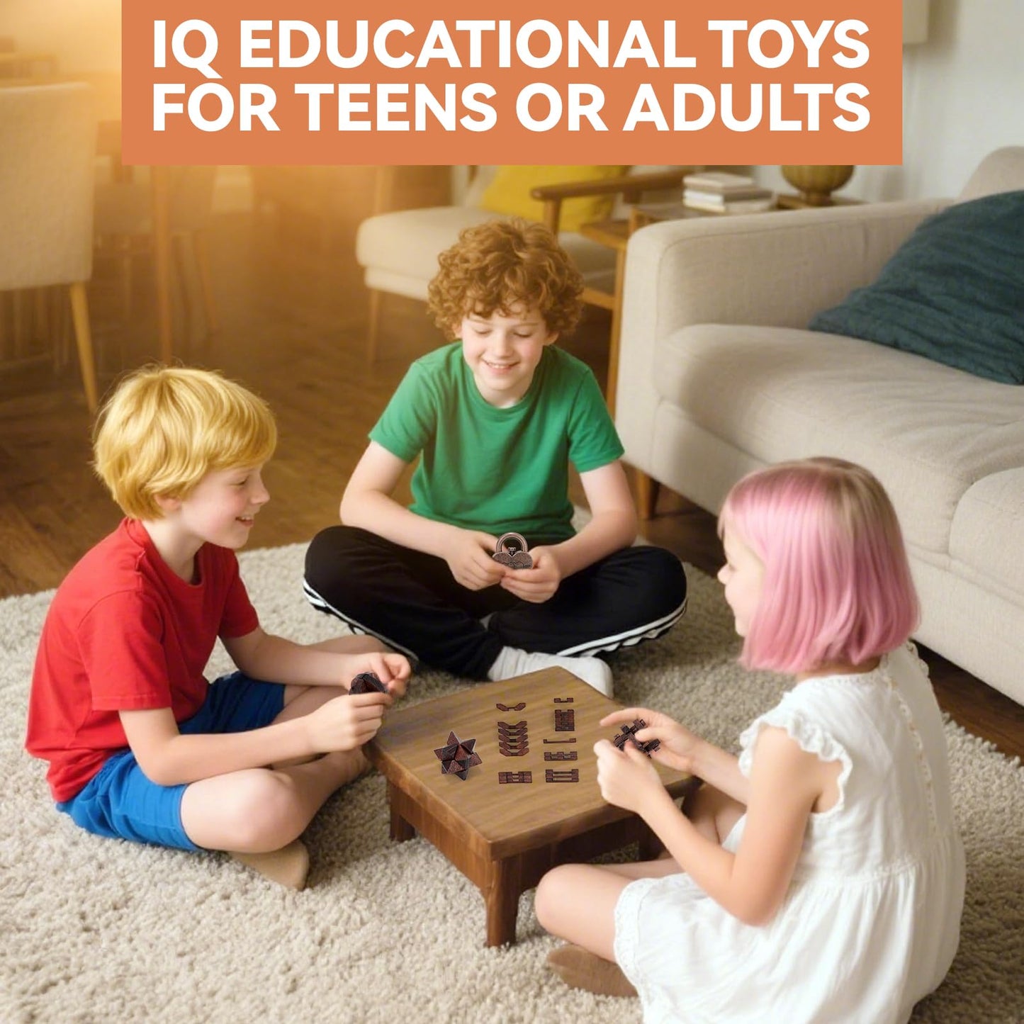 Mytothfy 8-Piece Wooden Brain Teaser Puzzles for Adults & Teens | 3D Interlocking IQ Games